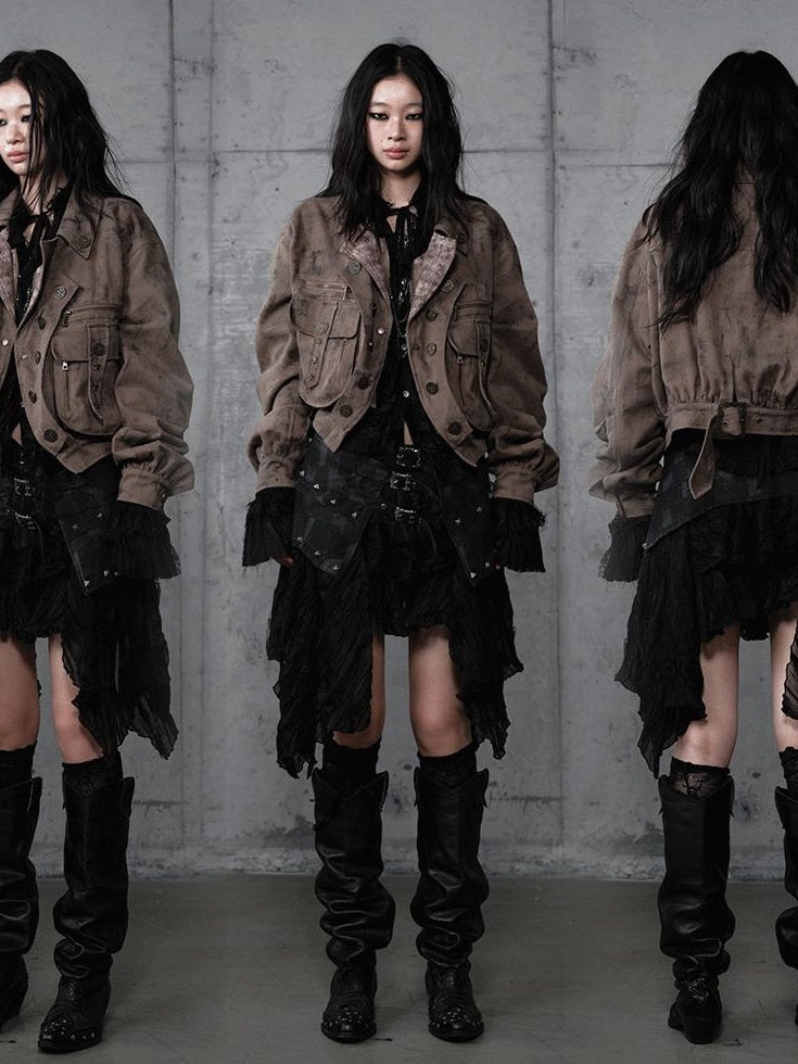 NO ROMANCE Vintage Oversized Plaid Lapel Button Front Long Sleeve Women Casual Jackets