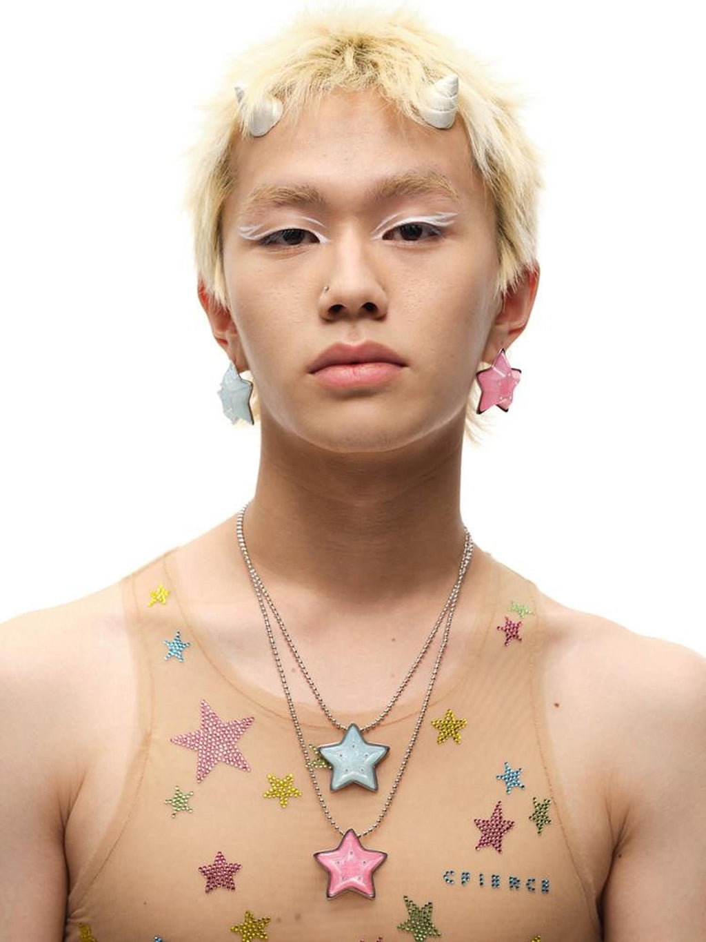 CFIERCE Premium Brass Mismatched Pink Blue Original Design Unisex Earrings 耳环