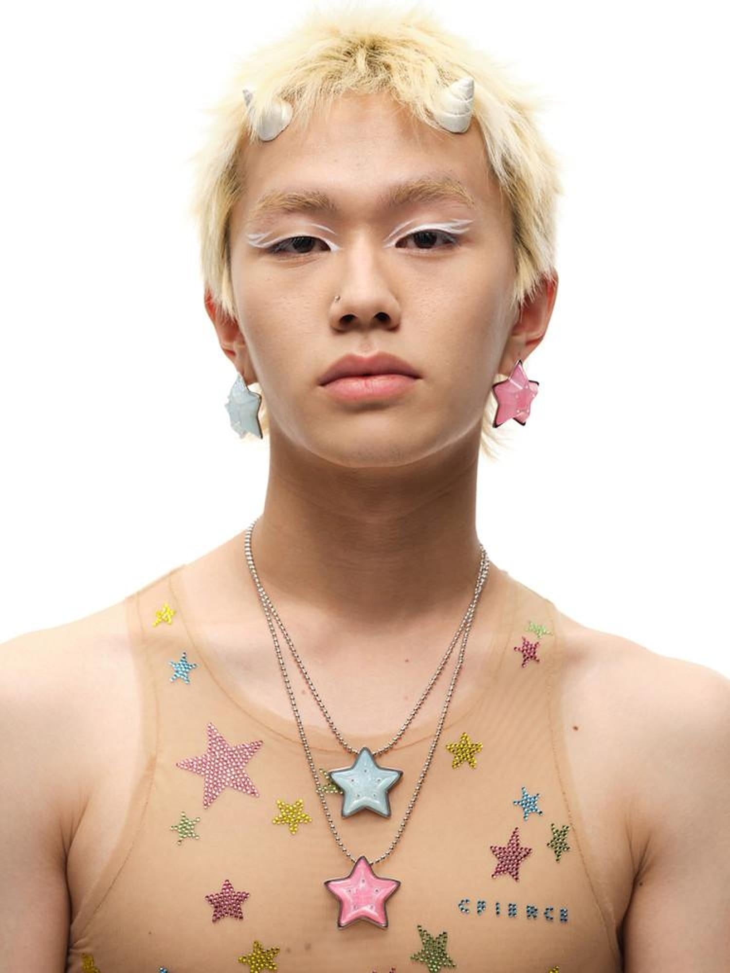 CFIERCE Premium Brass Mismatched Pink Blue Original Design Unisex Earrings 耳环