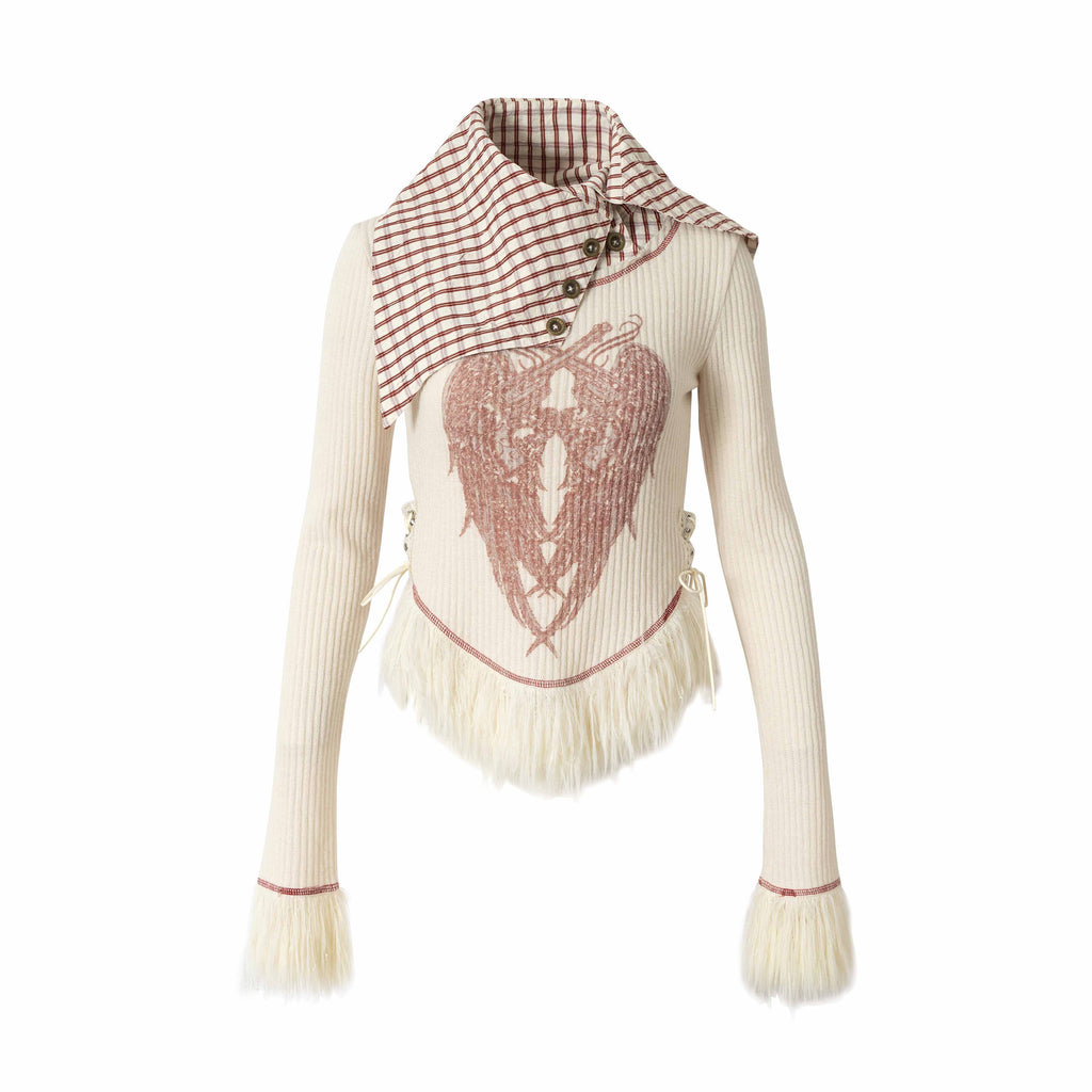 NO_ROMANCE_Vintage_Slim_Fit_Printed_Polo_Collar_Women_Casual_Red_White_Long_Sleeve_T-Shirts_MISSTT