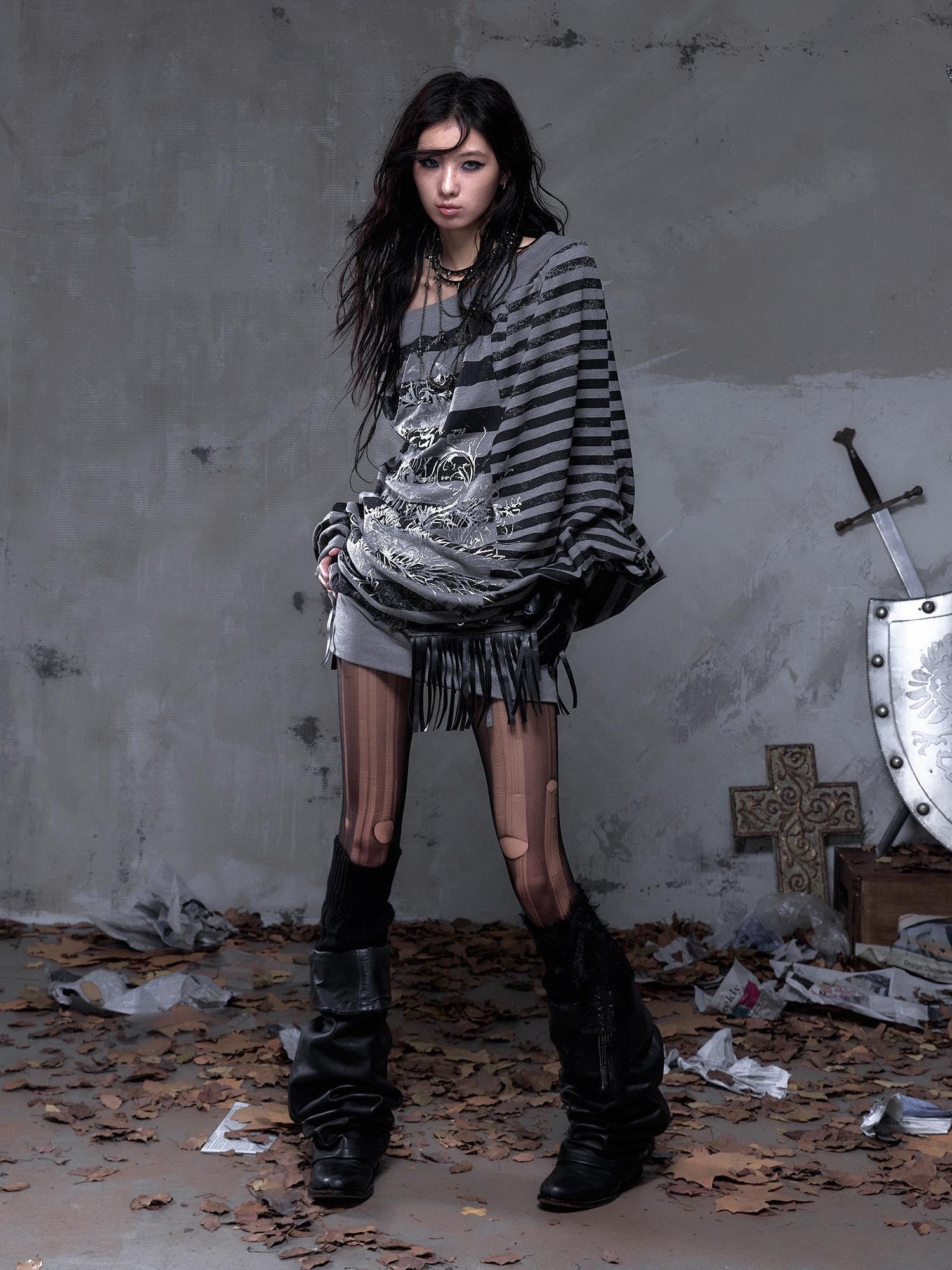 NO ROMANCE Stretch Viscose Printed Relaxed Loose Longsleeve Women Party Casual Mini Dresses