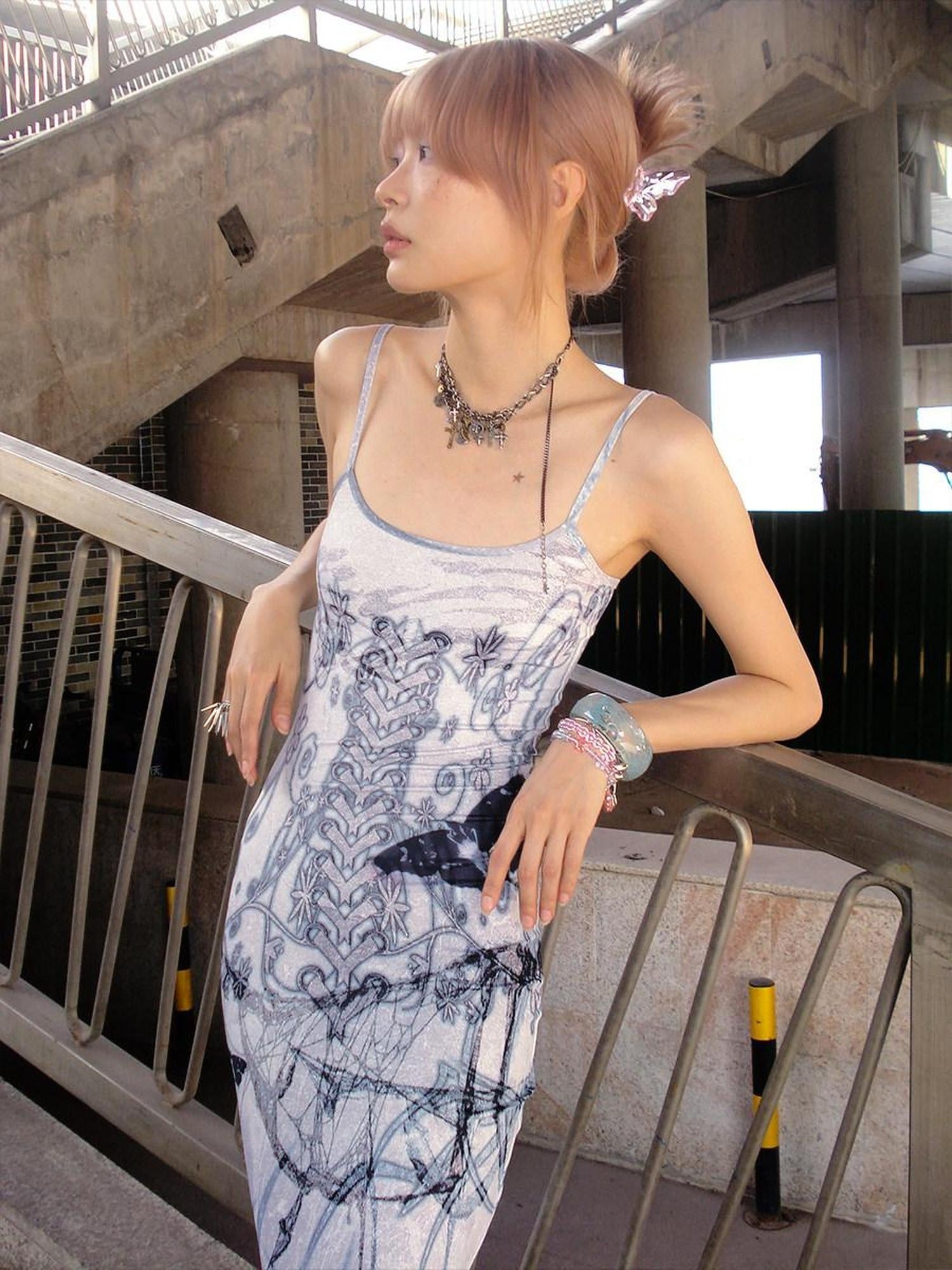 CFIERCE Elegant Bodycon Sleeveless Mermaid Mid Waist Gray Polyester Stretch Dress