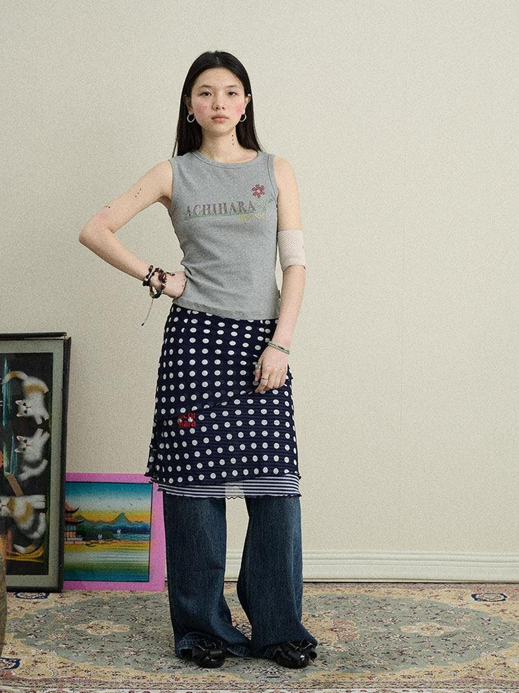 Achihara Hotfix Rhinestone Letter Print Women'S Cotton Stretch Tank Tops