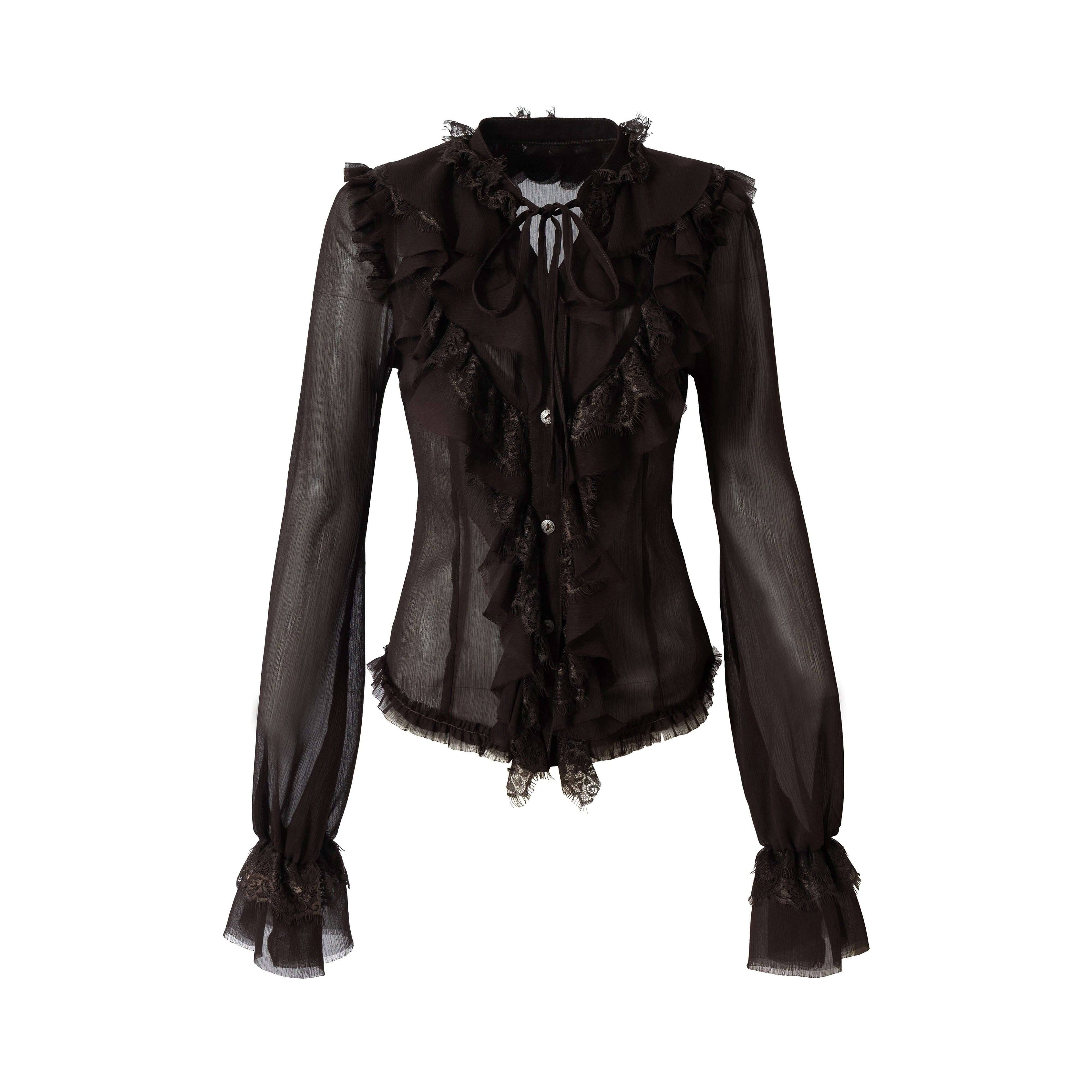 NO_ROMANCE_Slimming_Vintage_Slim_Fit_Ruffle_Stand_Collar_Chiffon_Long_Sleeve_Women_Blouses_MISSTT