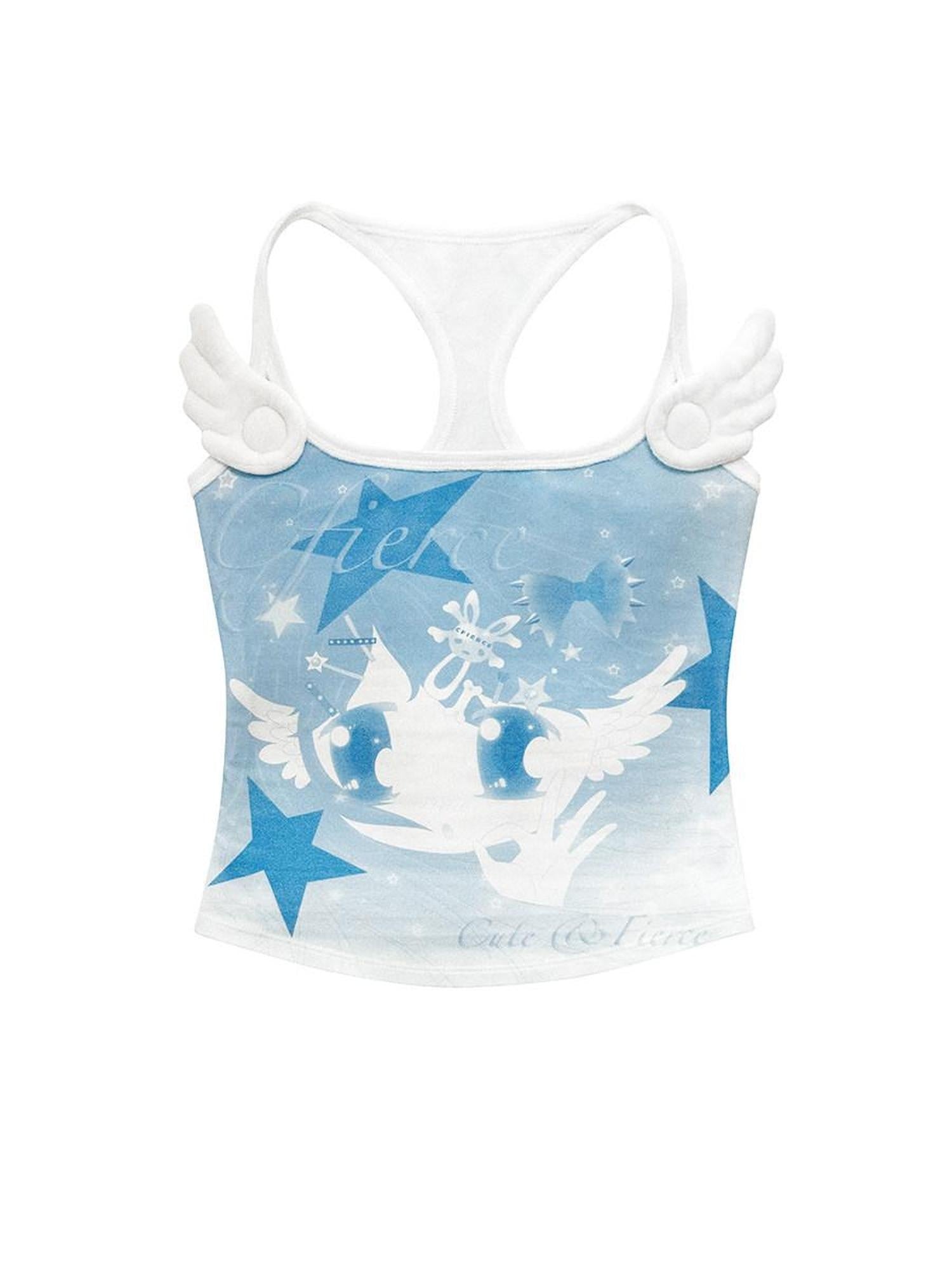 CFIERCE Soft Stretch Cotton Strappy Classic Fit Unisex Blue Casual Tank Top