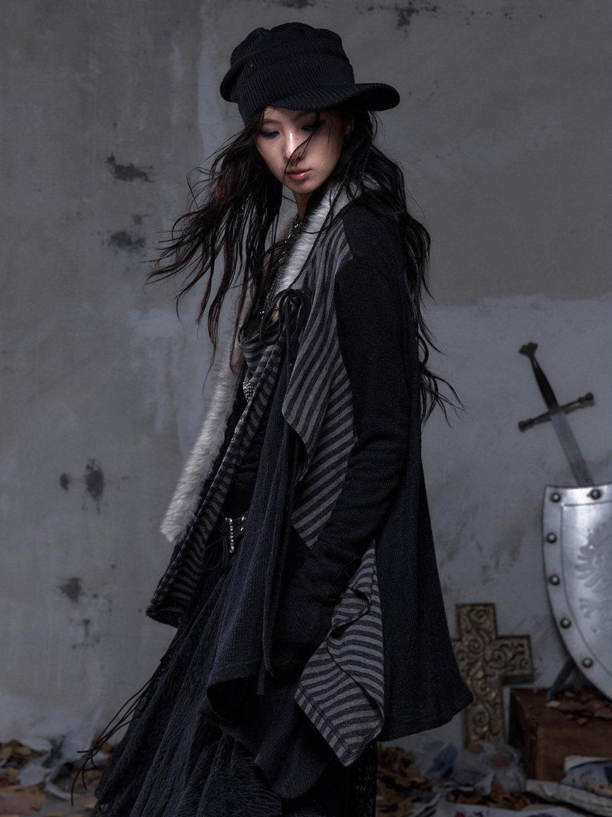 NO ROMANCE Cozy Soft V-neck Vintage Loose Striped For Women Knitwear Cardigans