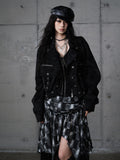 NO ROMANCE Palace Inspired Loose Fit Faux Two Piece Lapel Zipper Women Casual Jackets