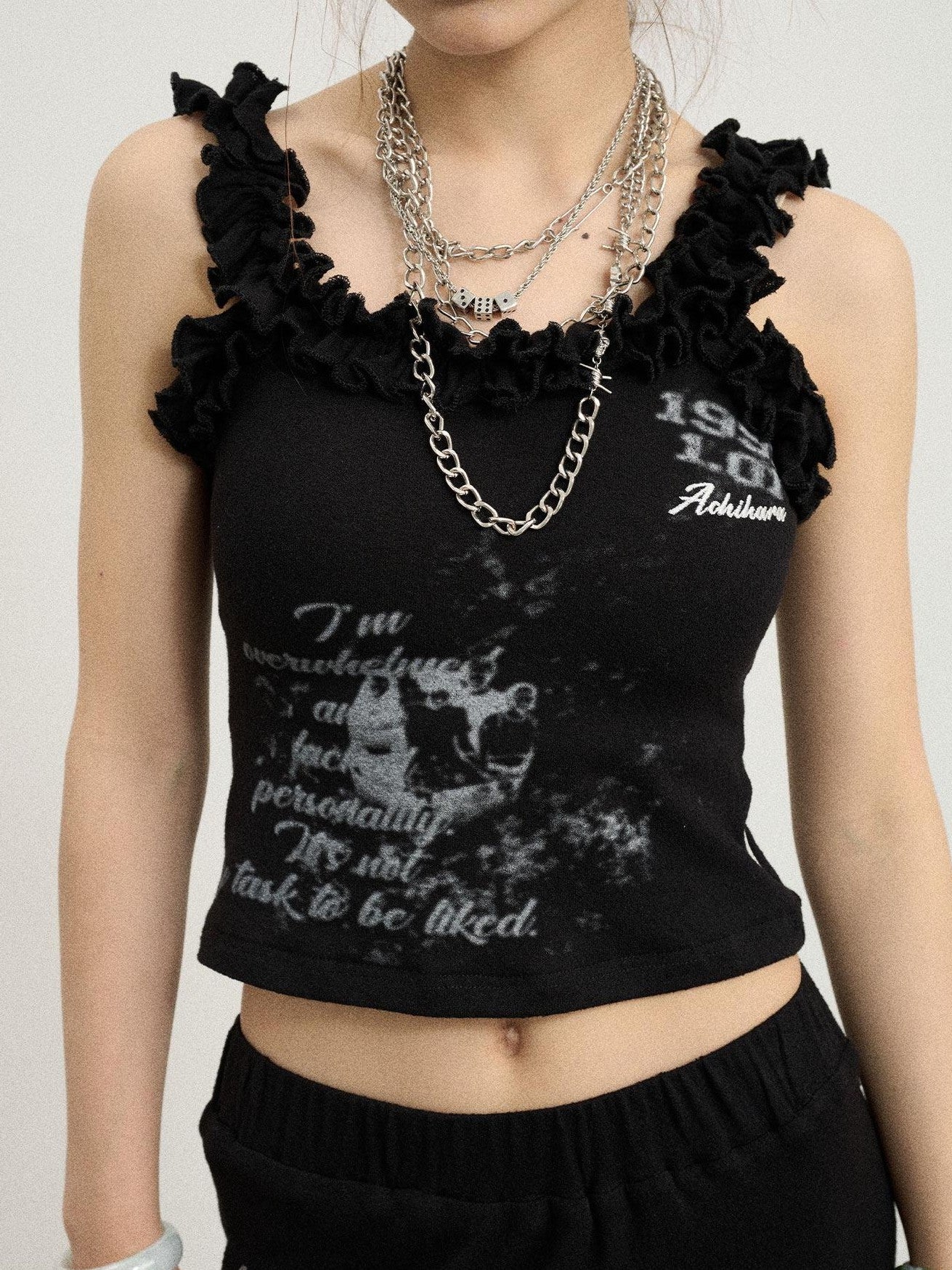 Achihara Black Short Workwear Cami Women'S 65 Cotton 35 Nylon Tank Tops