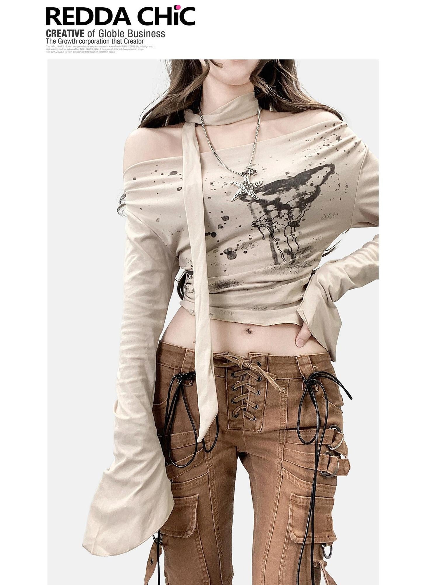 ReddaChic Moisture Wicking Apricot Printed Slim Crop Office Casual Women Tank Tops