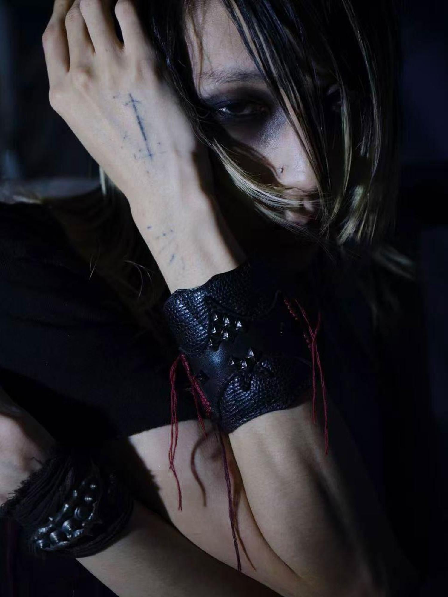 The space between Us Visual Subculture Dark Gothic Rock Bat Tassel Women's Black Bracelets