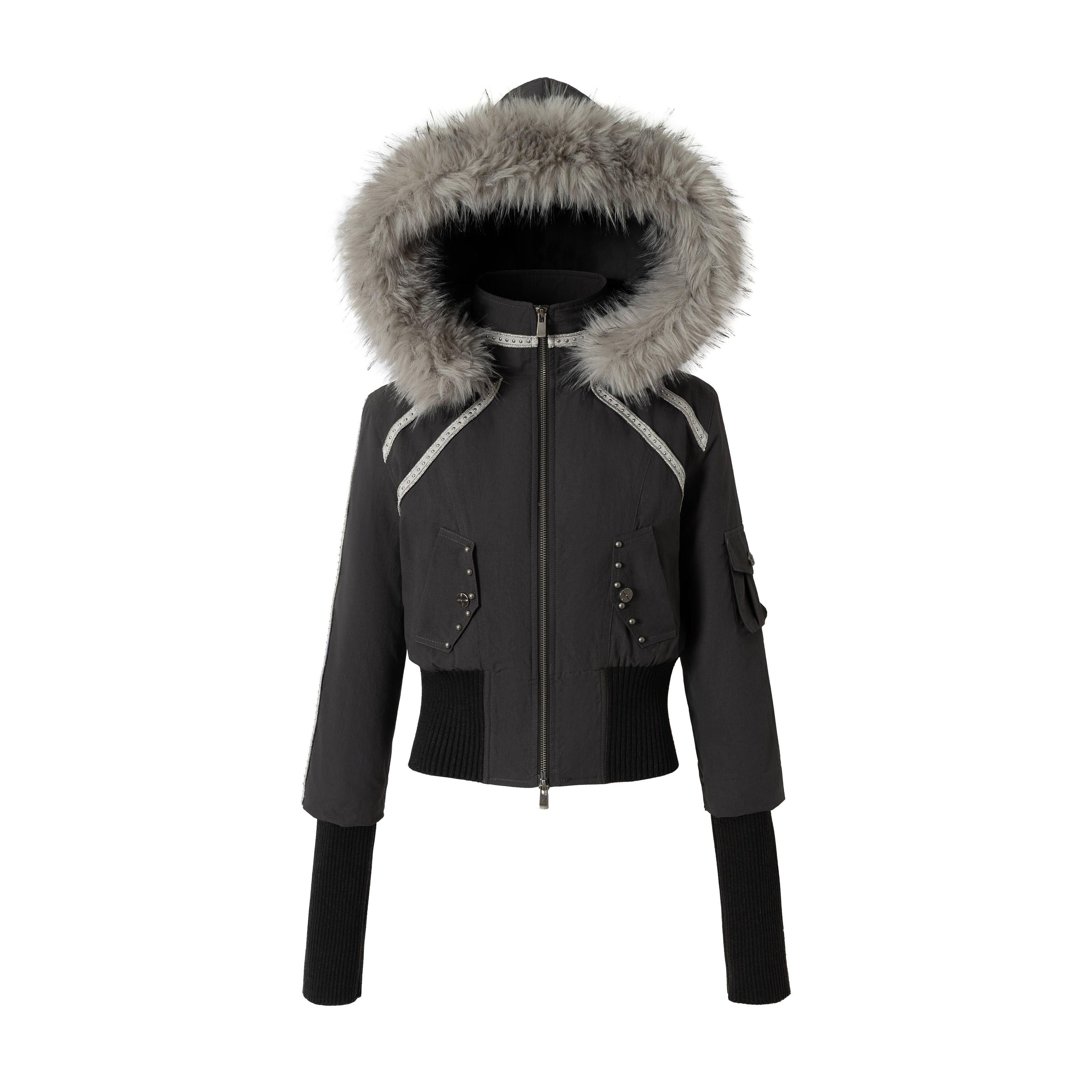 NO_ROMANCE_Edgy_Punk_Slim_Fit_Hooded_Cropped_Short_Sleeve_Zipper_Women_Puffer_Jackets_MISSTT