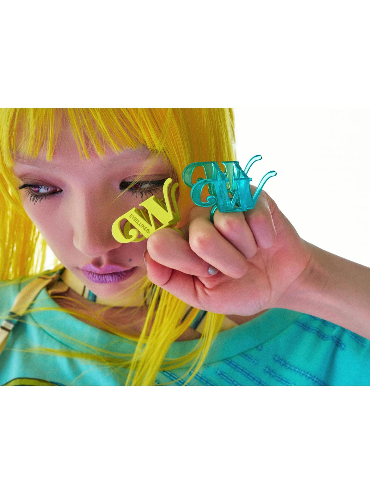 eyeellike 3d Printed Square Letter Minimalist Women's Statement Rings