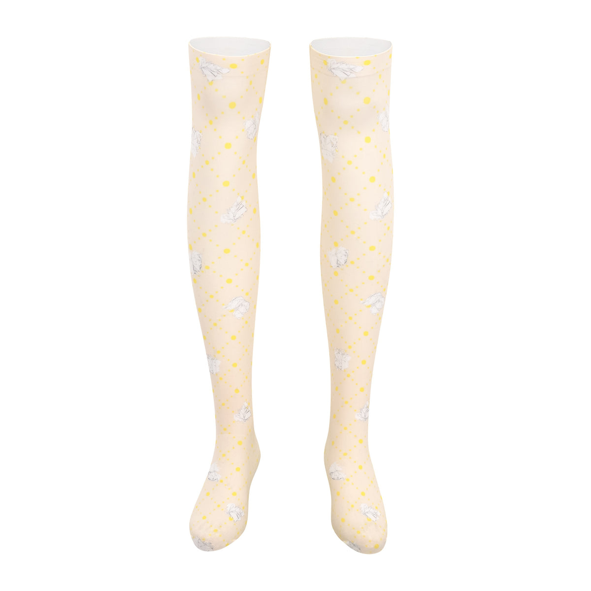 eyeellike_Bright_Yellow_Polka_Dot_Paper_Print_Velvet_Women's_Thigh-high_Socks_1057567031950_MISSTT