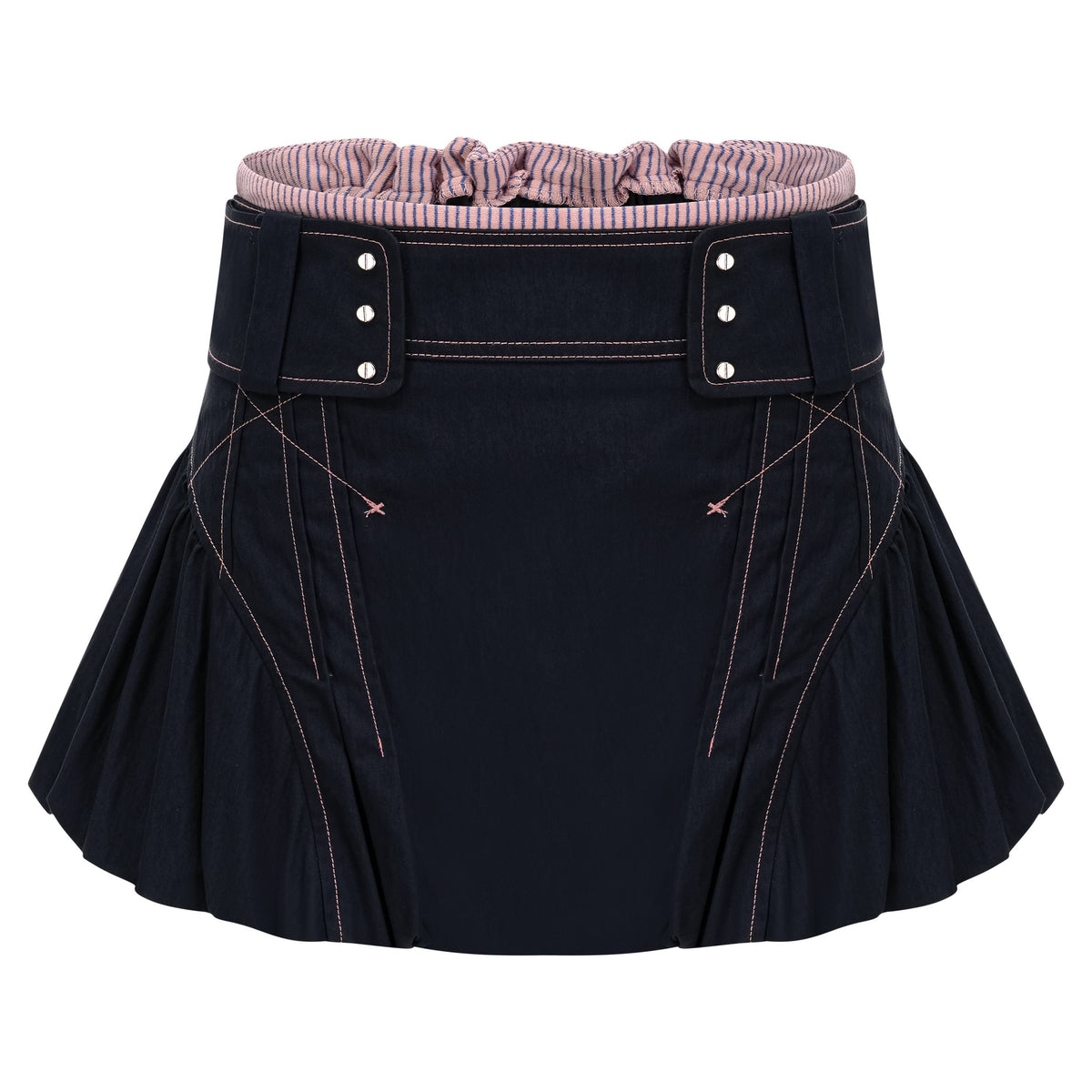 eyeellike_Contrast_Stitch_Patchwork_Navy_Bubble_Hem_Women's_Cotton_Mini_Skirts_941083498110_MISSTT