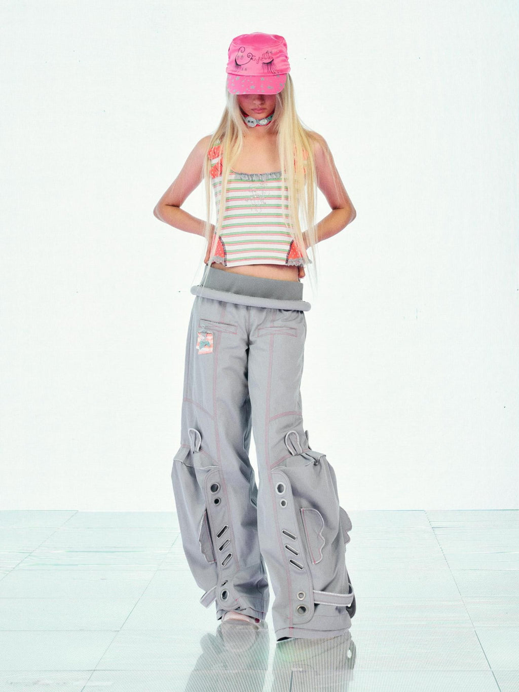 eyeellike Detachable 3d Ring Ear Eyelet Structured Women's Cargo Pants