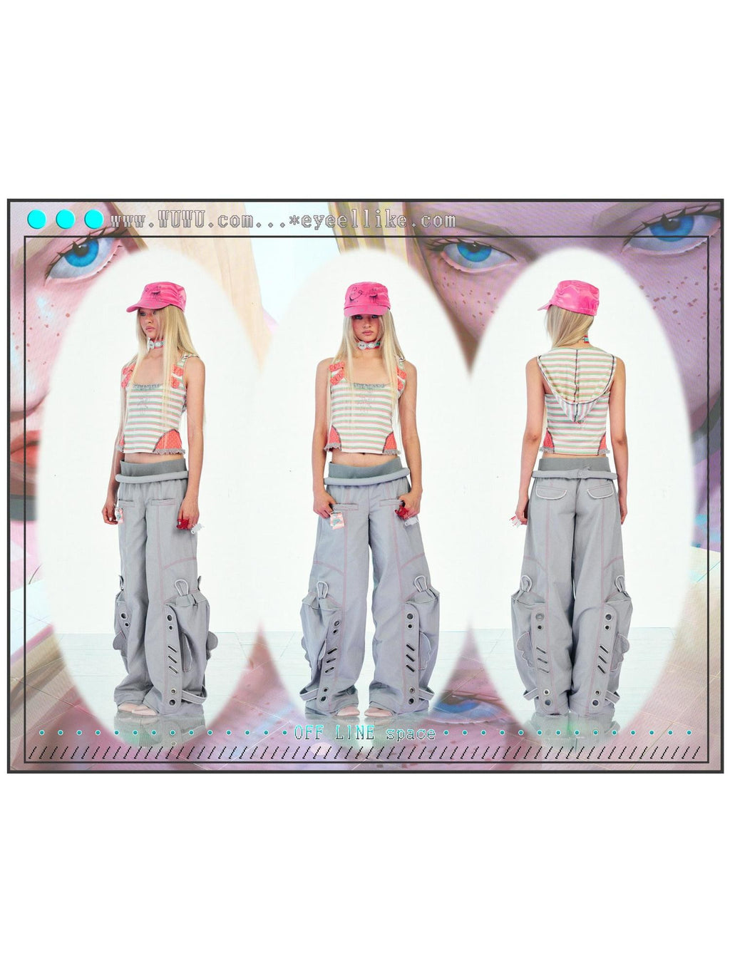 eyeellike Detachable 3d Ring Ear Eyelet Structured Women's Cargo Pants