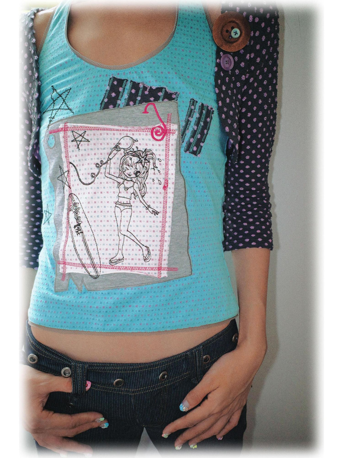 eyeellike Embroidered Print Lace Slim Fit Cotton Women's Halter Tops