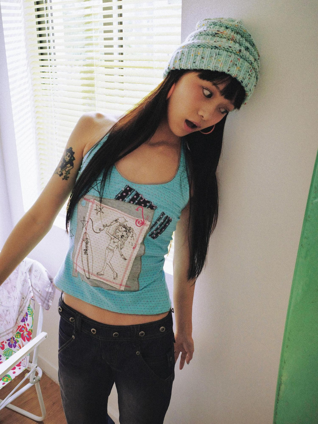 eyeellike Embroidered Print Lace Slim Fit Cotton Women's Halter Tops