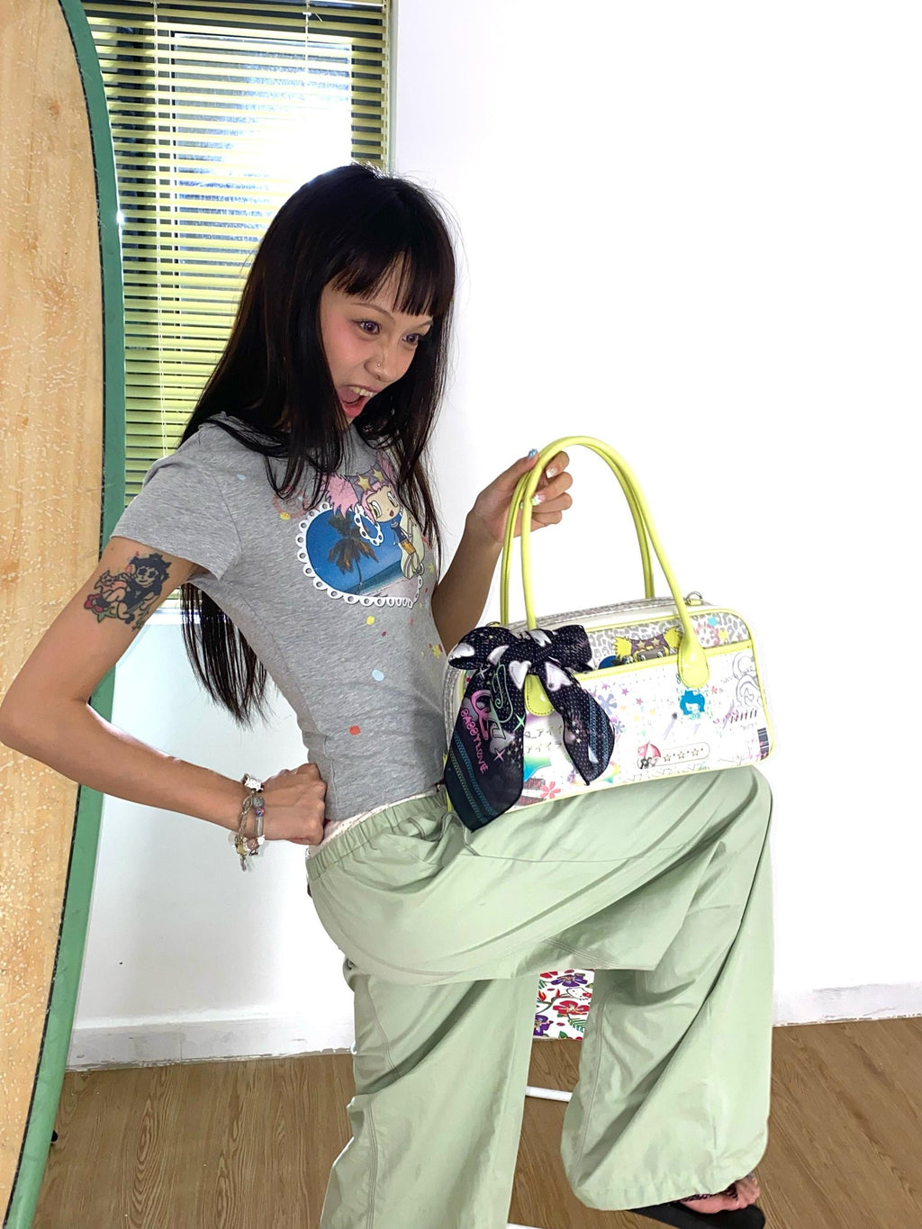eyeellike Leopard Bubble Print Pvc Large Capacity Bowling Women's Handbags