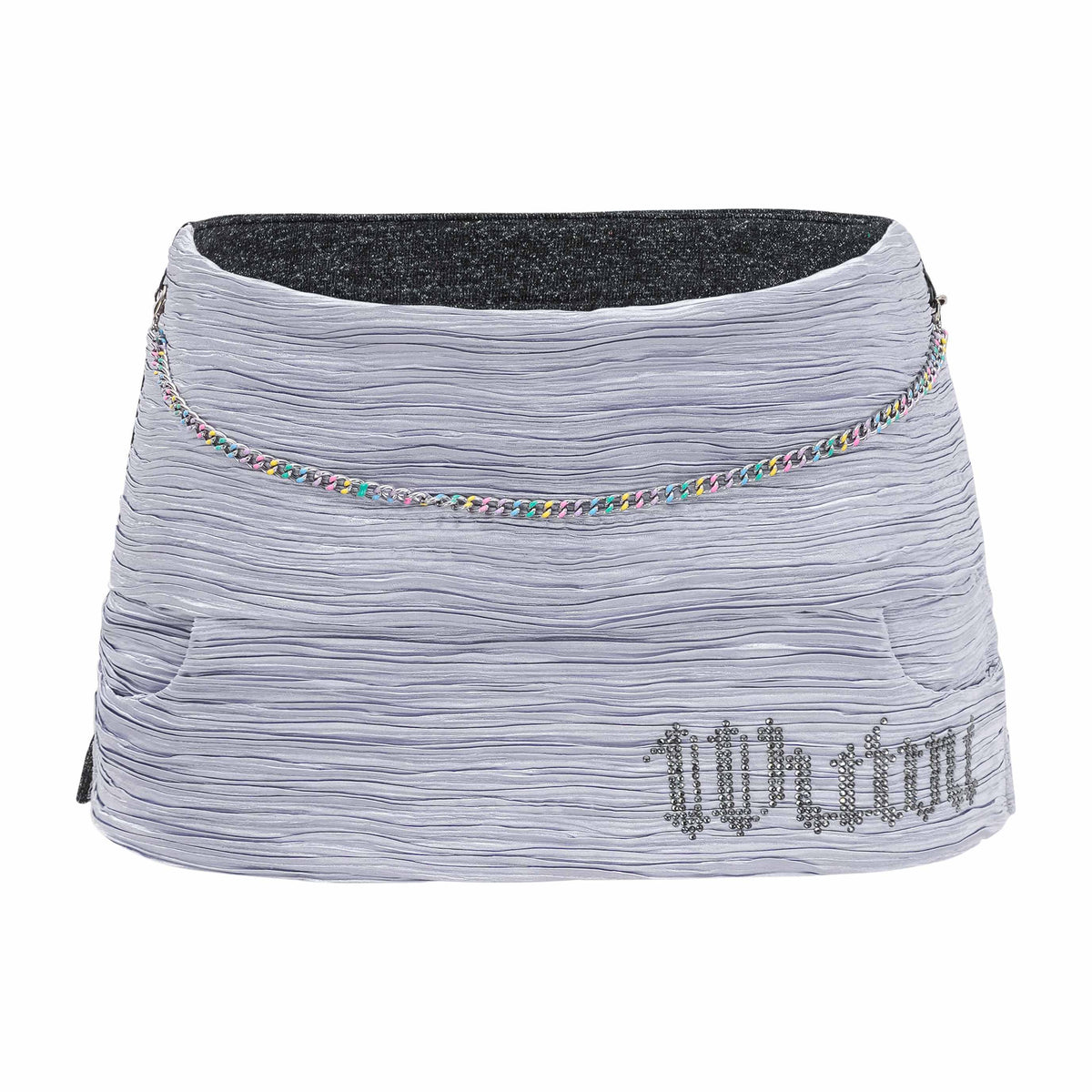 eyeellike_Metallic_Silver_Ruched_Rhinestone_Embellished_Spliced_Low_Rise_Slim_Fit_Women's_Silk_Skorts_1060289724592_MISSTT
