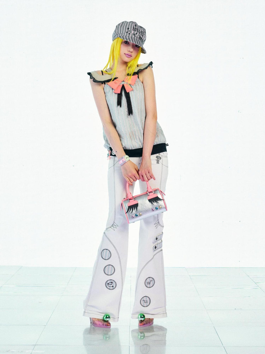 eyeellike Rhinestone Letter Striped Hexagonal Newsboy Women's Cotton Berets
