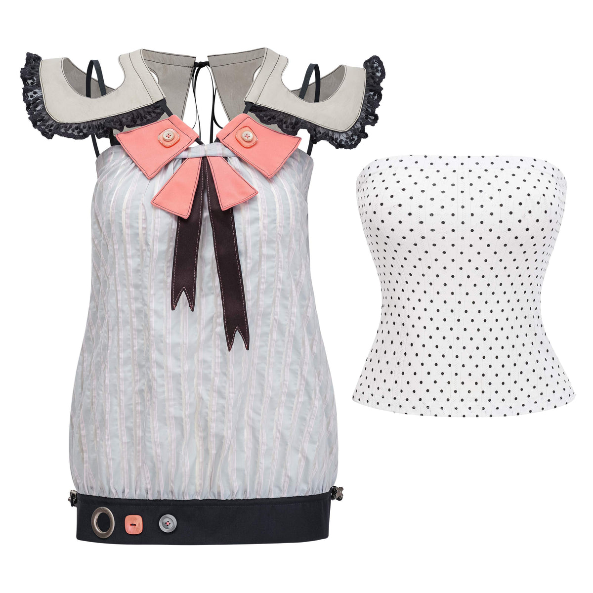 eyeellike_Silver_Sheer_Cutout_Doll_Collar_Button_Bow_Women's_Camisoles_1058370890055_MISSTT