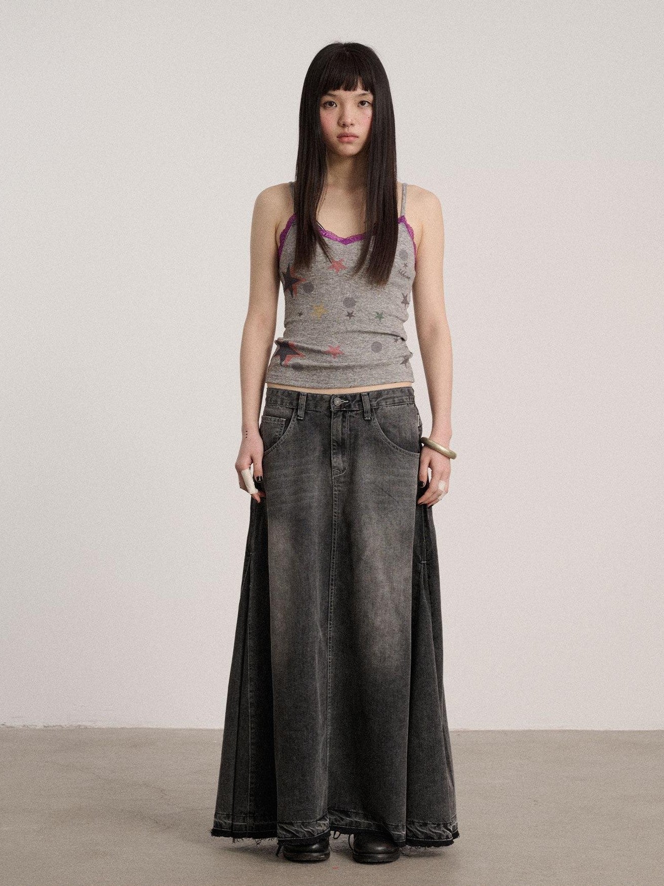 Achihara Letter Print Strappy V-neck Slim Fit Women'S Polyester Lace Camisoles
