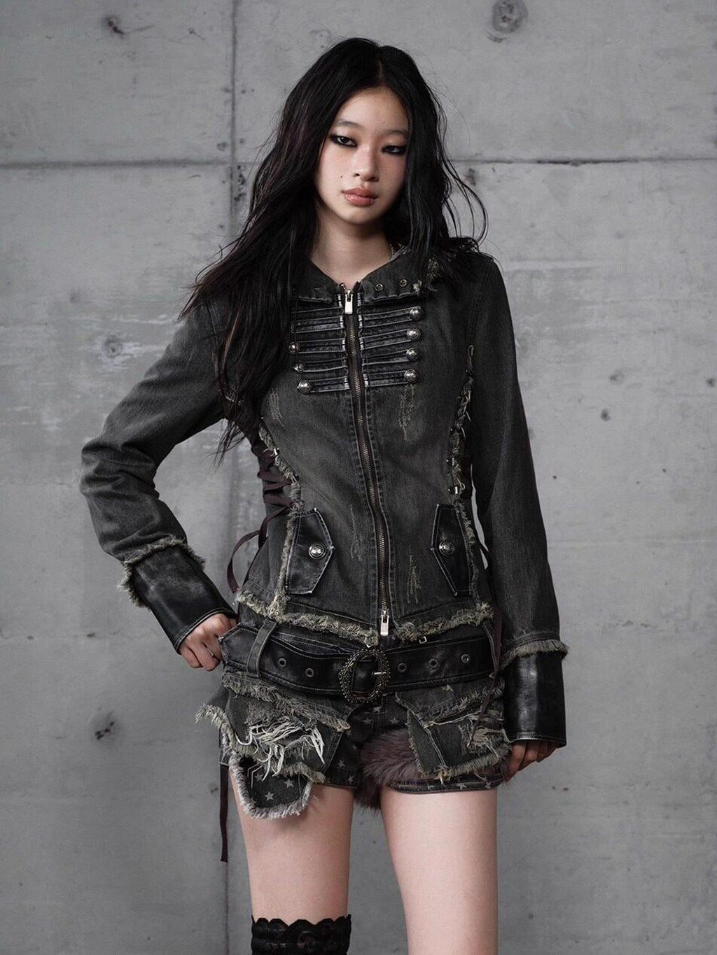 NO ROMANCE Regal Slim Fit Detachable Hood Women 100 Percent Cotton Denim Jackets