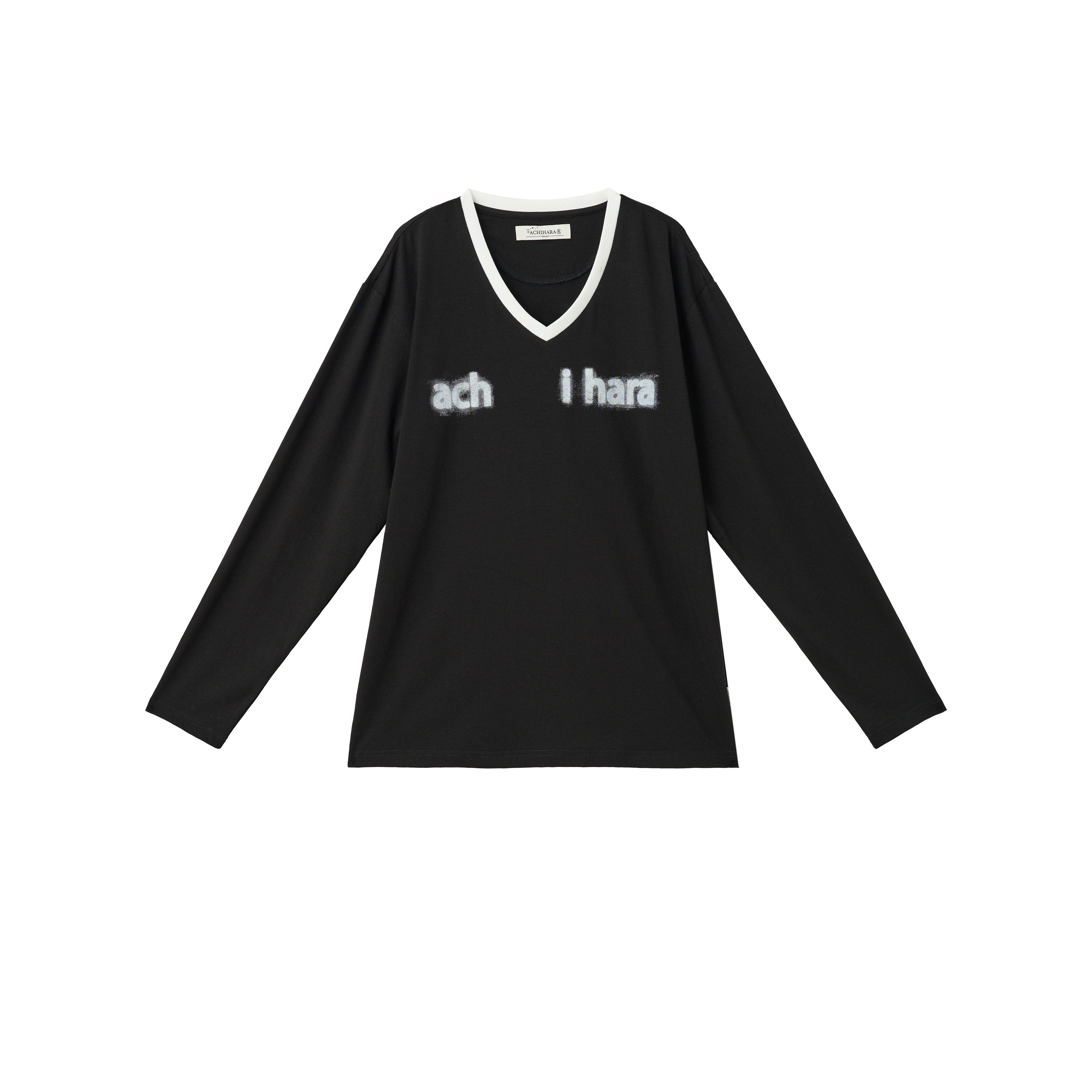 Achihara_Ice_Block_V-neck_Loose_Letter_Print_Women'S_Lyocell_Short_Sleeve_T-Shirts_MISSTT