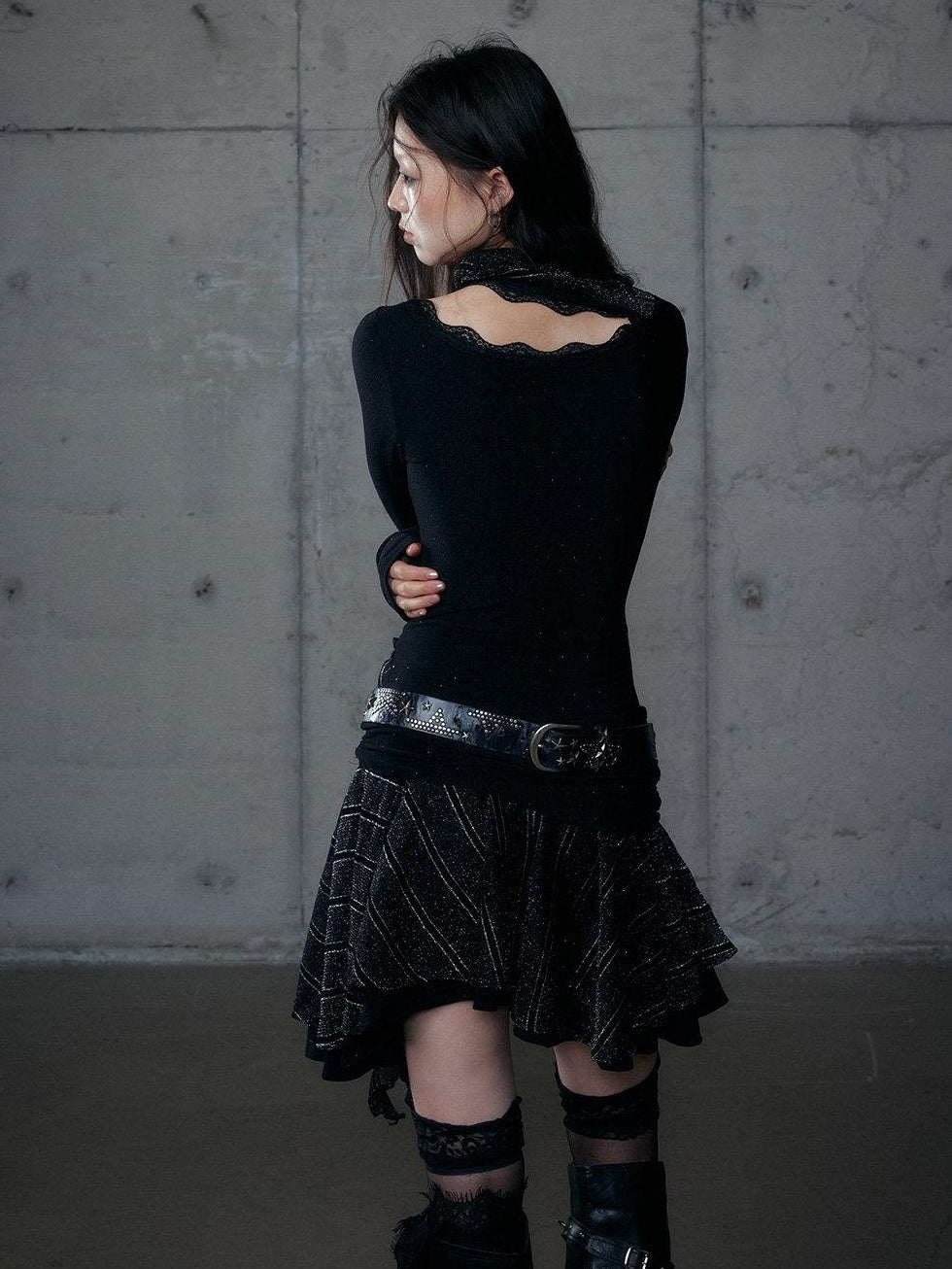 NO ROMANCE Rhinestone Vintage Asymmetrical A Line Fitted Party Casual Midi Dresses