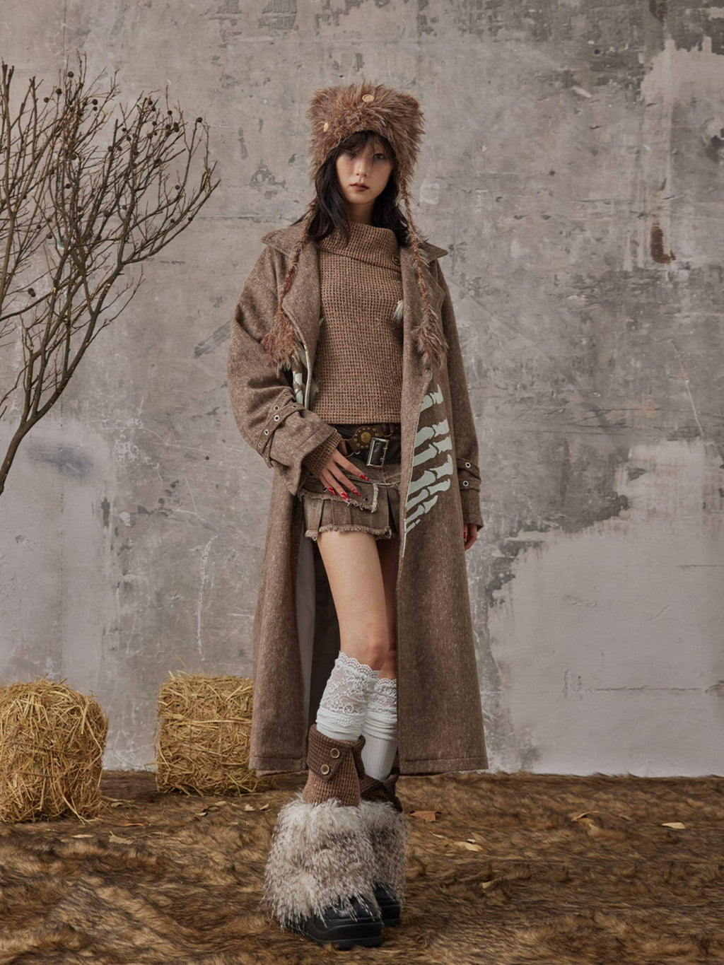 Frustration Garden Cozy Thick Slouchy Scrunch Edgy Style For Women Brown Fashion Leg Warmers