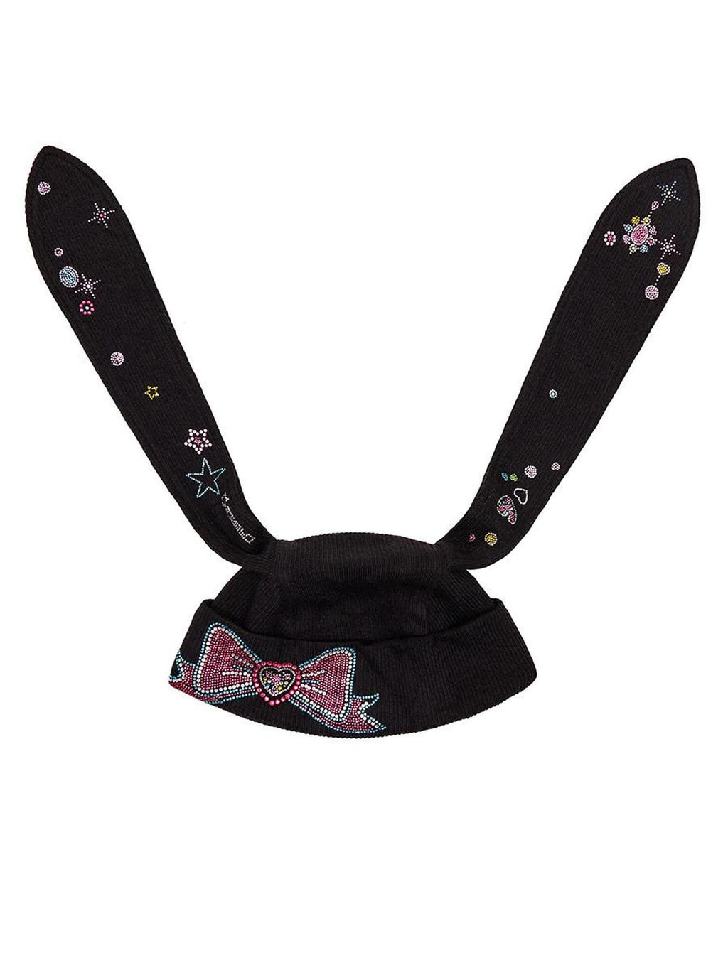 CFIERCE Cute Cartoon Bow Accent Casual Unisex Youth Onesize Black Blue White Knit Beanie