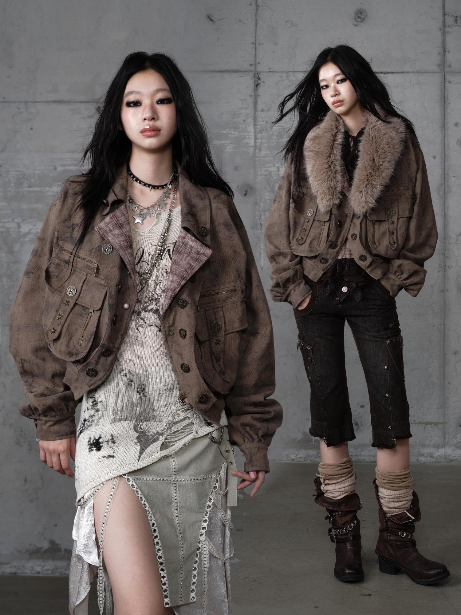 NO ROMANCE Vintage Oversized Plaid Lapel Button Front Long Sleeve Women Casual Jackets