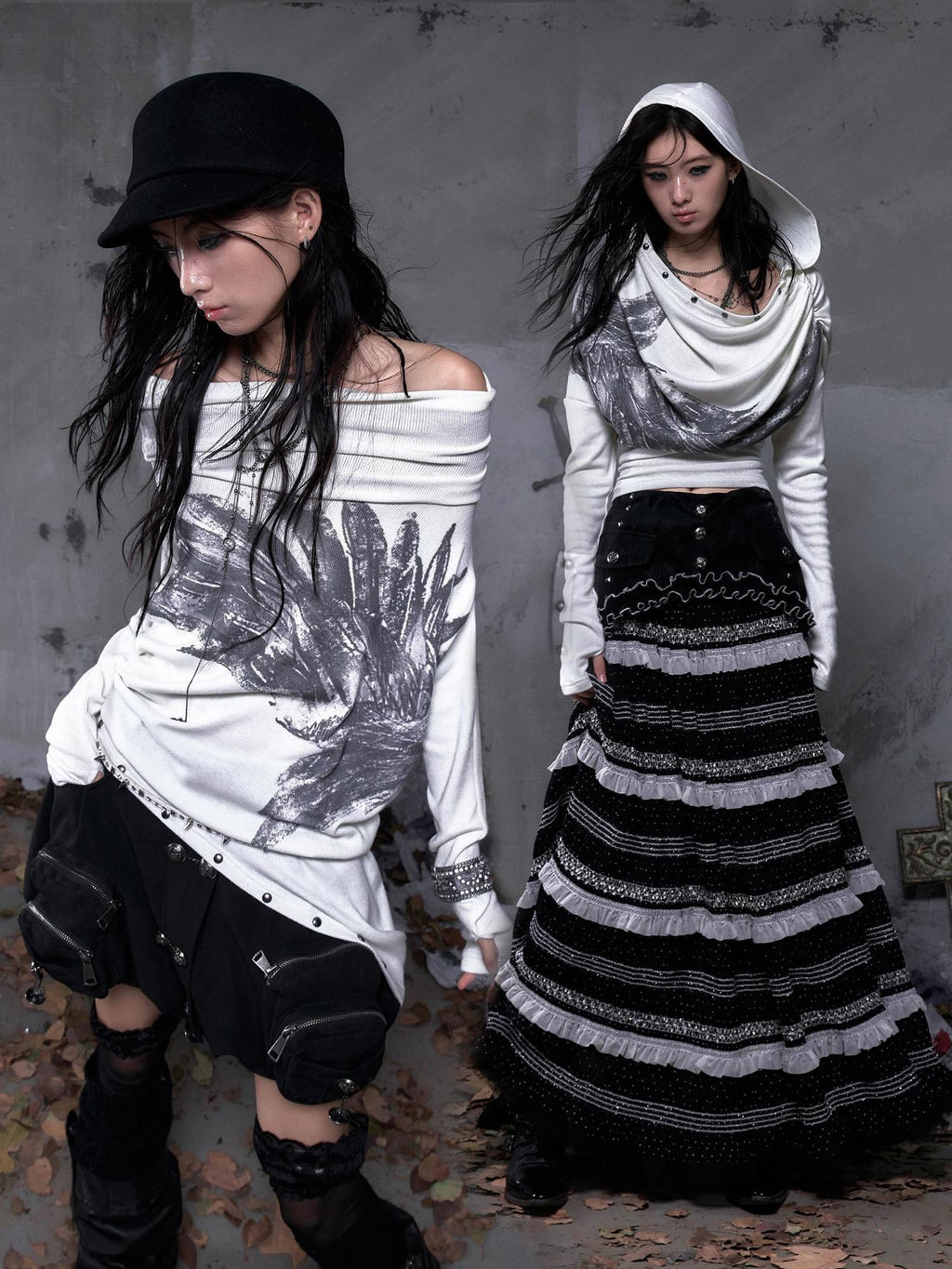 NO ROMANCE Soft Stretch Viscose Printed Cropped Fitted Waist Women Long Sleeve T-Shirts