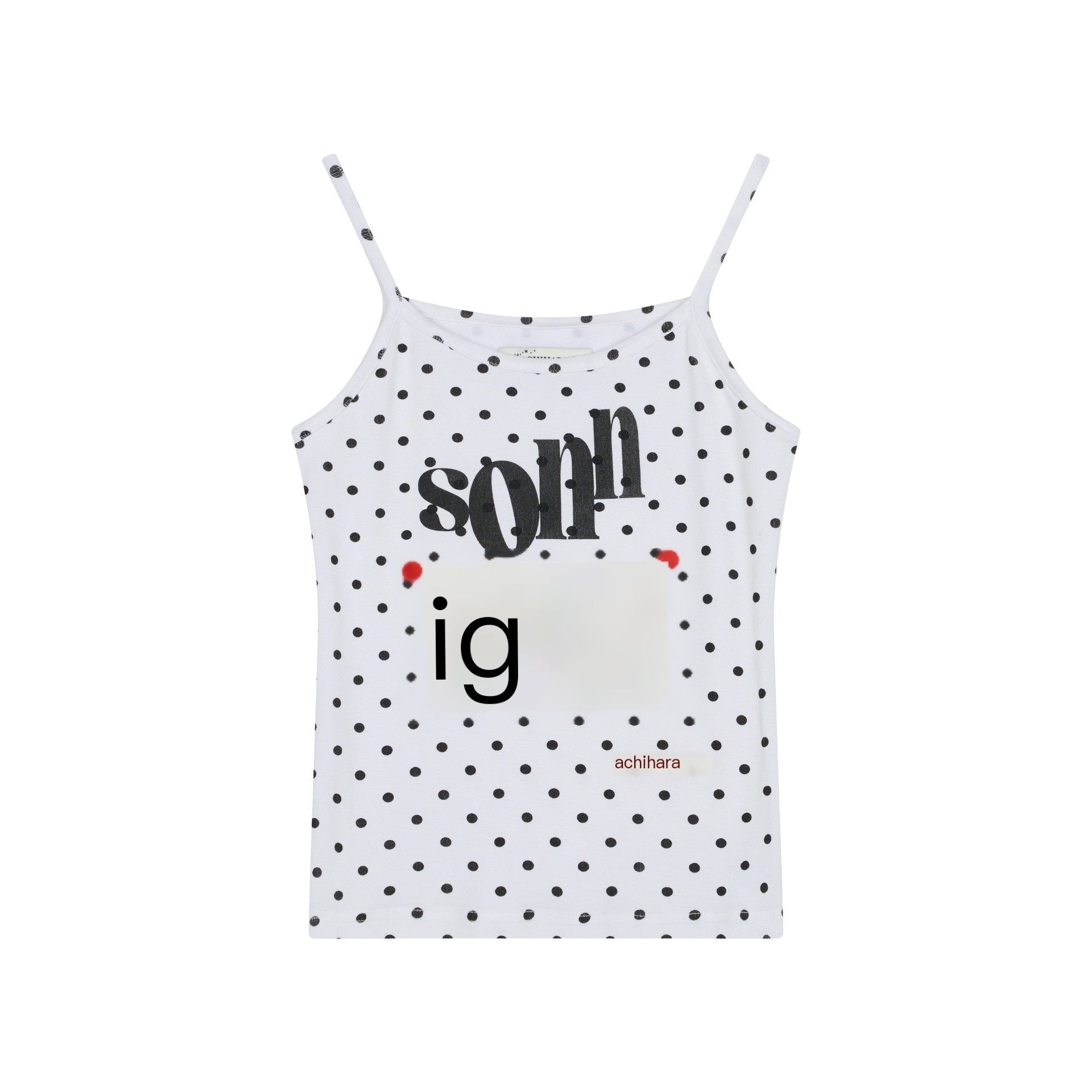 Achihara_Polka_Dot_Letter_Print_Slim_Fit_Women'S_Viscose_Blend_Camisoles_MISSTT
