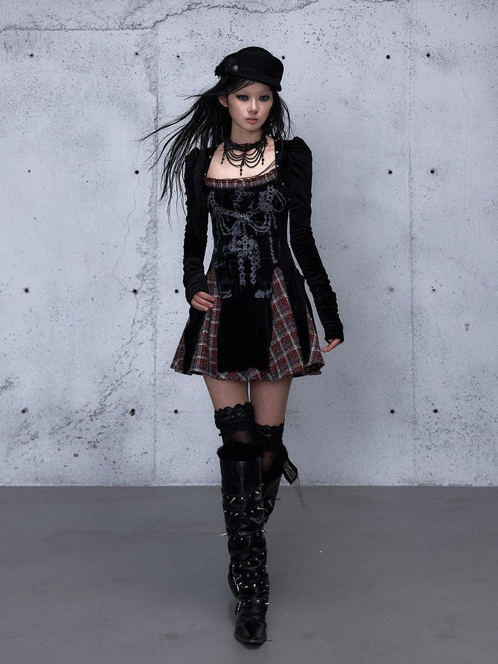 NO ROMANCE Vintage Puff Sleeve Square Neck Slim A Line Citywalk Party Casual Mini Dresses