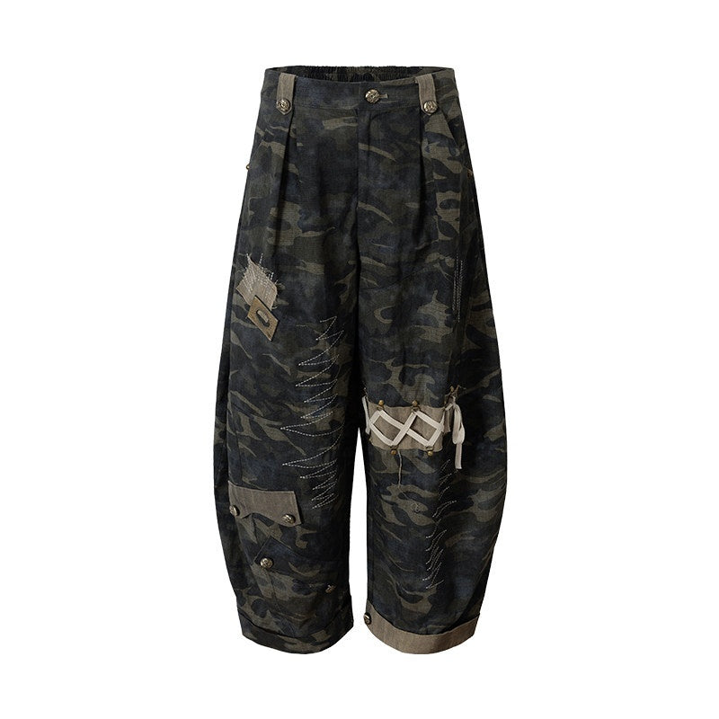 NO_ROMANCE_Embroidered_Cotton_Camo_Casual_Mid_Rise_Curved_Cut_Teen_Girls_Wide-Leg_Pants_MISSTT