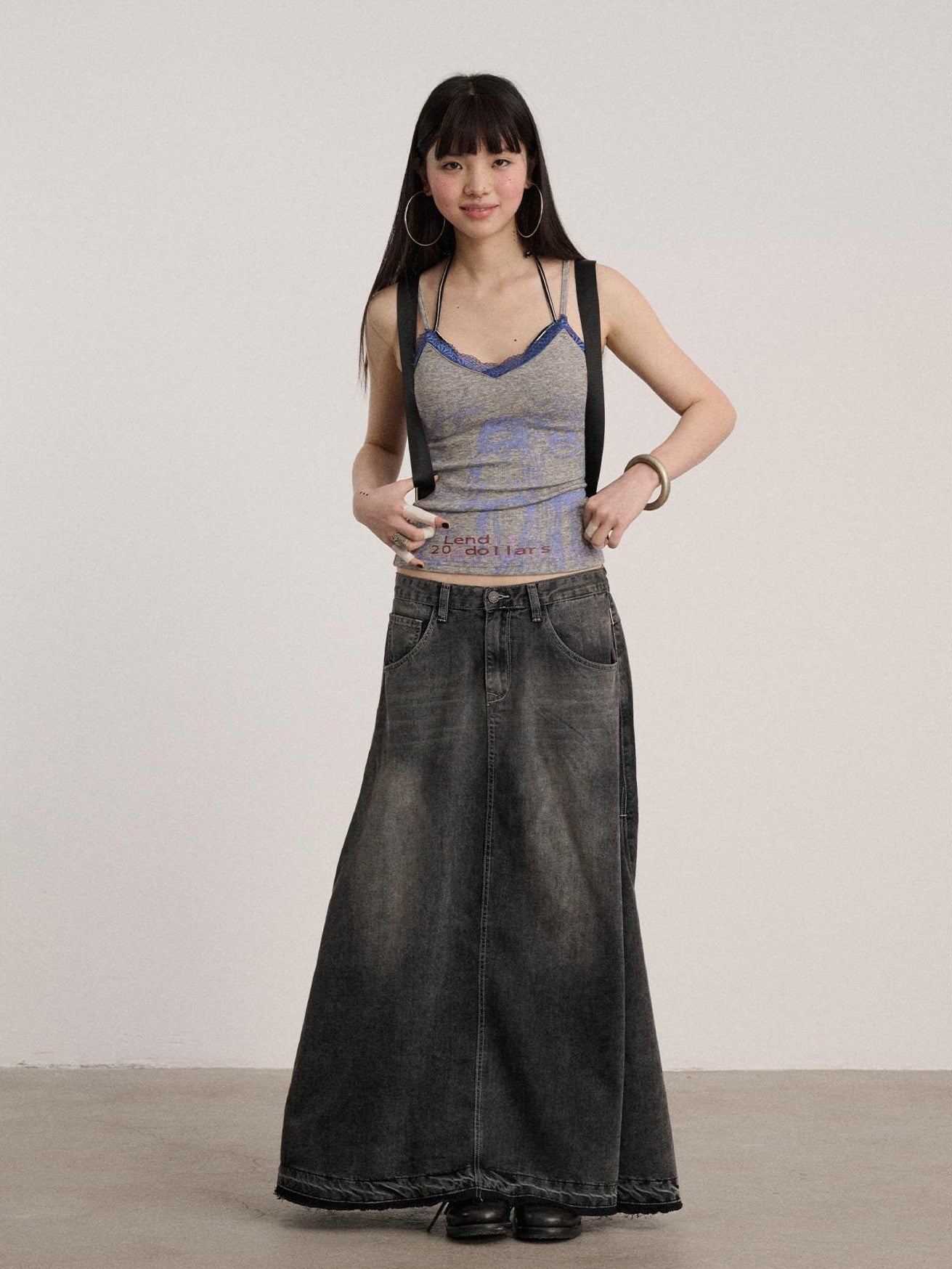 Achihara Letter Print Strappy V-neck Slim Fit Women'S Polyester Lace Camisoles