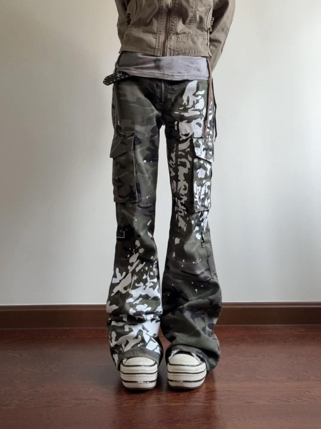 linzerooo Camouflage Print Y2k Subculture Women's Polyester Cargo Pants