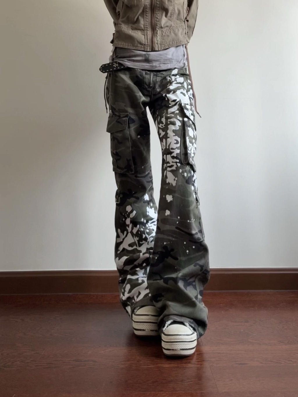 linzerooo Camouflage Print Y2k Subculture Women's Polyester Cargo Pants