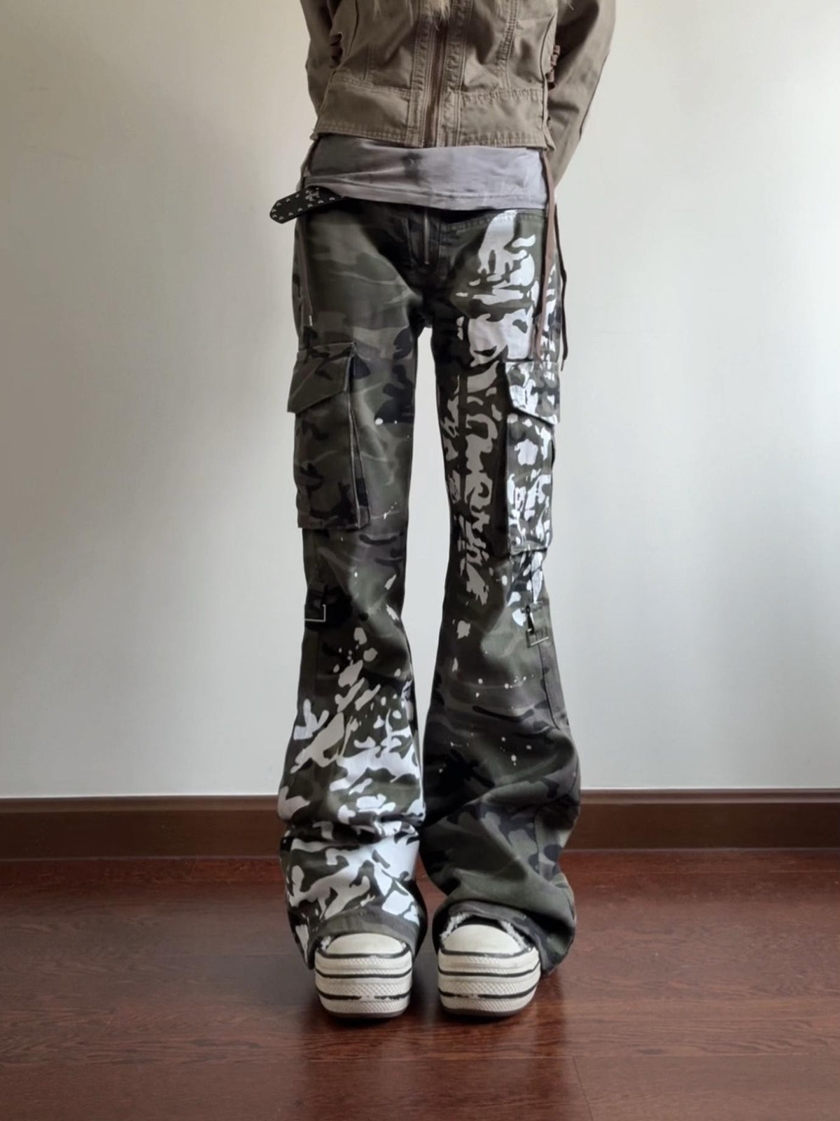 linzerooo Camouflage Print Y2k Subculture Women's Polyester Cargo Pants