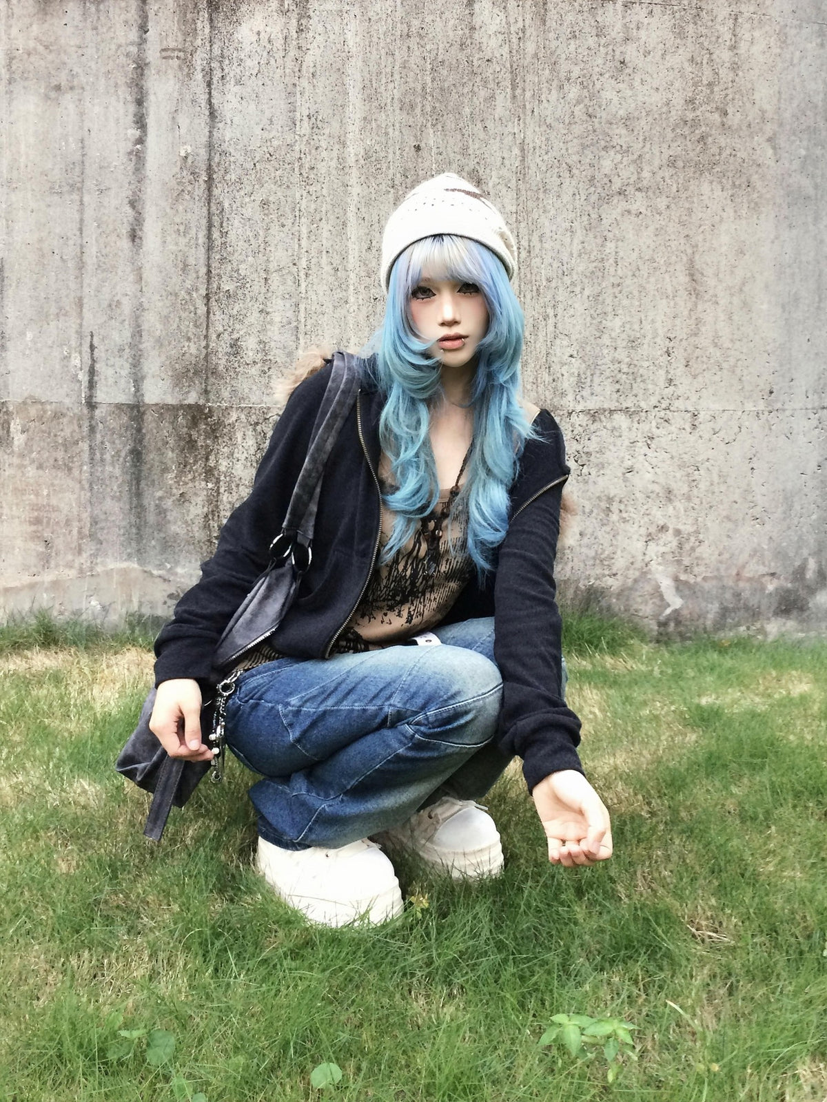 linzerooo Dark Subculture Y2k Spliced Women's Denim Slim Jeans