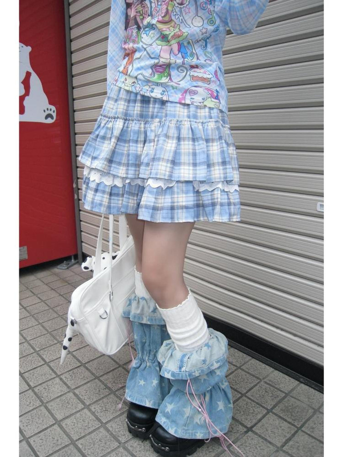 linzerooo Plaid Blue Low Rise Short Women's Polyester Pleated Skirts
