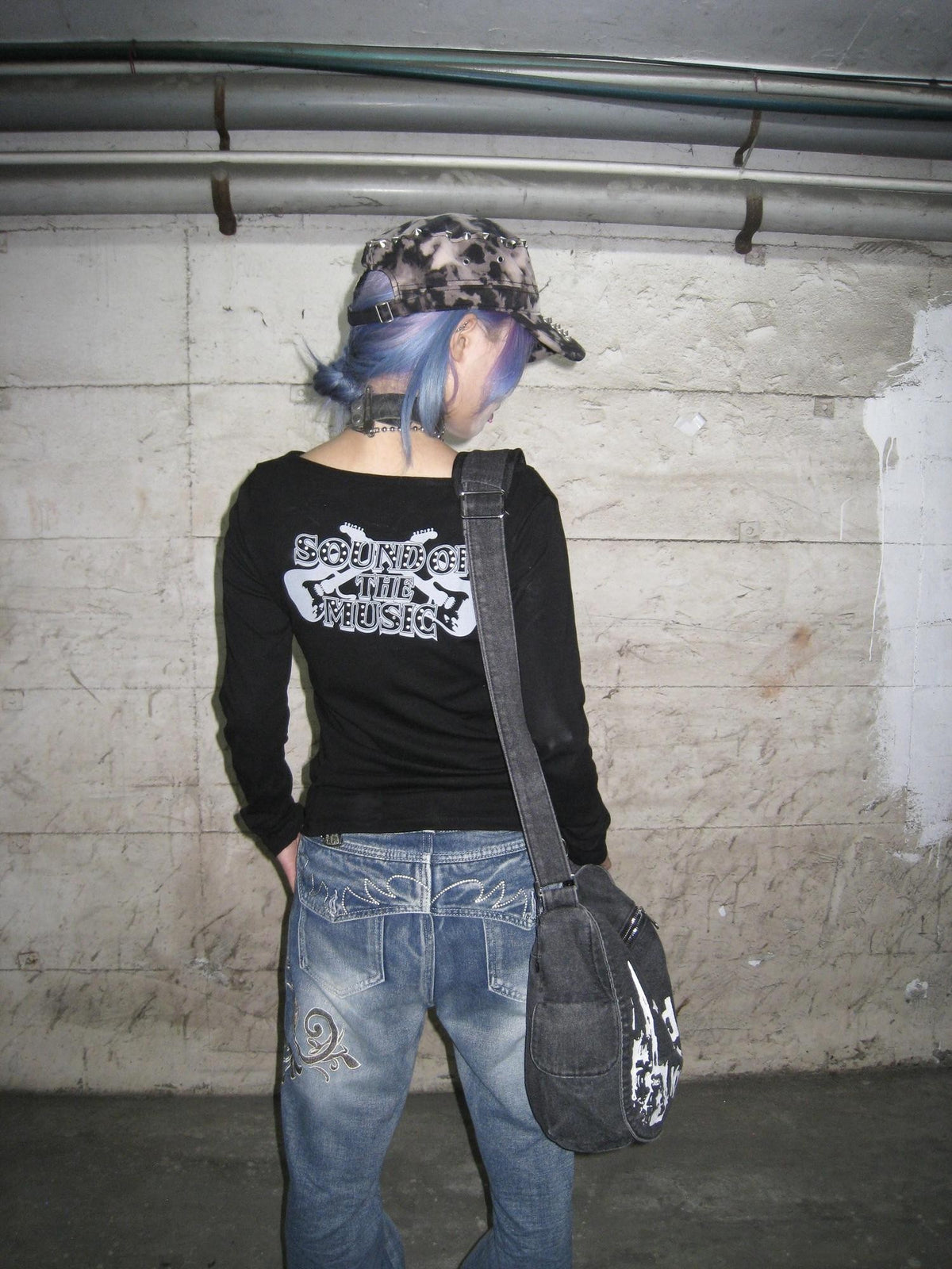 linzerooo Punk Dark Waist Cinch Women's Polyester Long Sleeve T-shirts