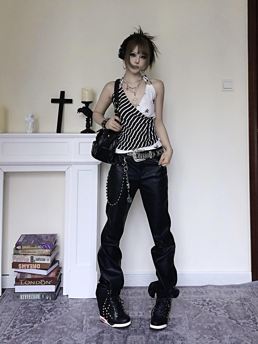 linzerooo Star Print Subculture Punk Rock Women's Polyester Camisoles