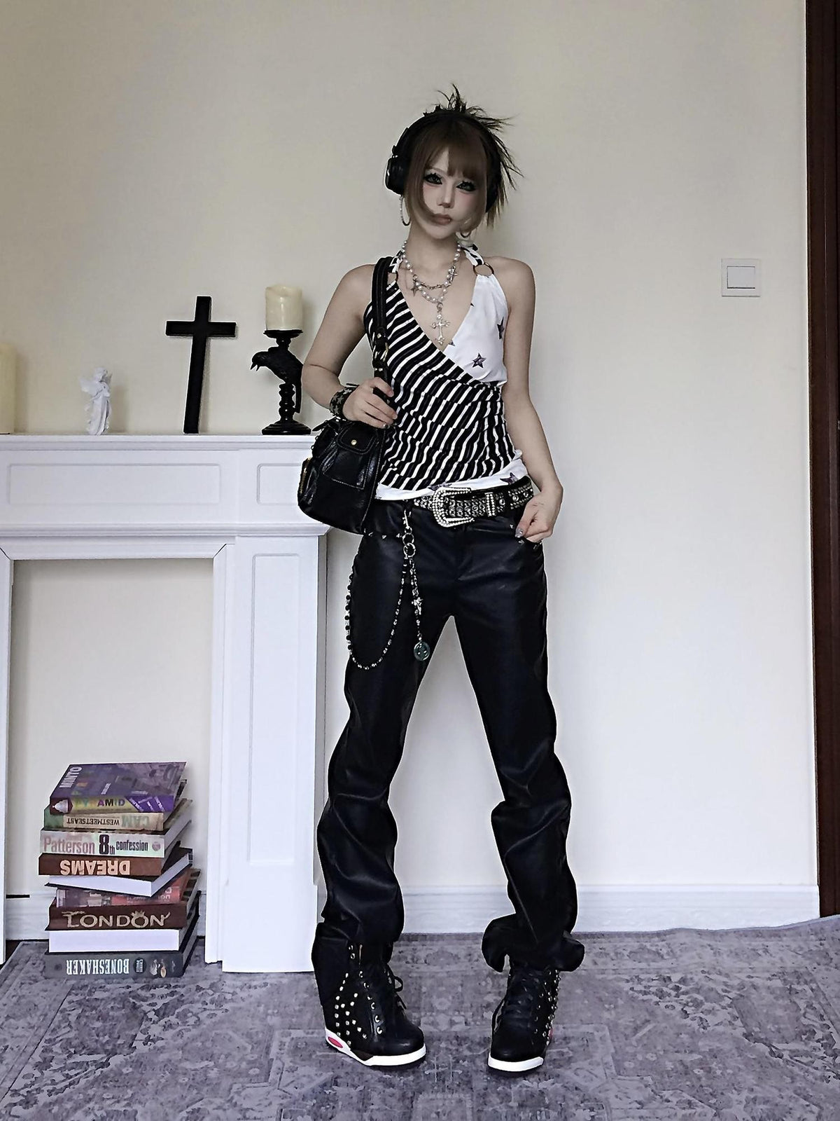 linzerooo Star Print Subculture Punk Rock Women's Polyester Camisoles