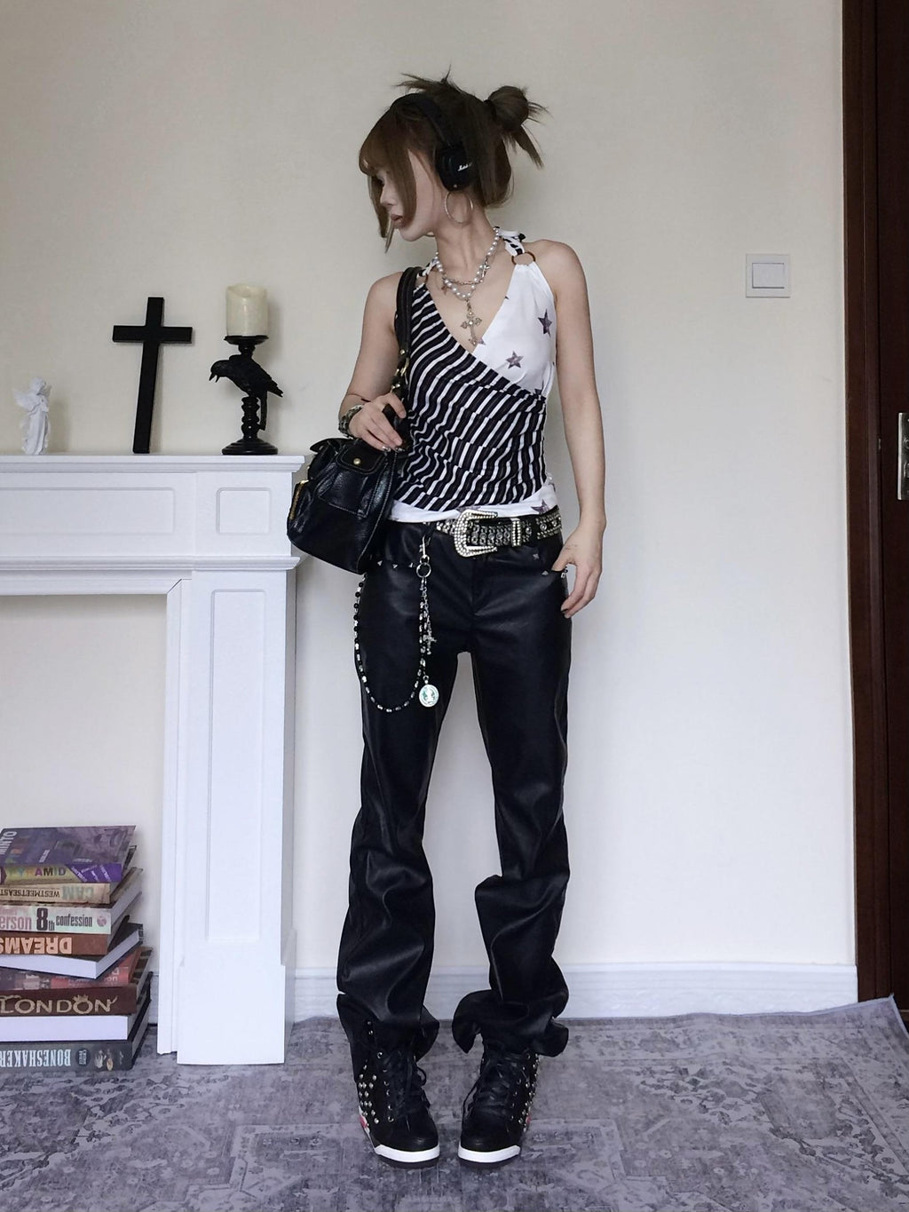 linzerooo Star Print Subculture Punk Rock Women's Polyester Camisoles