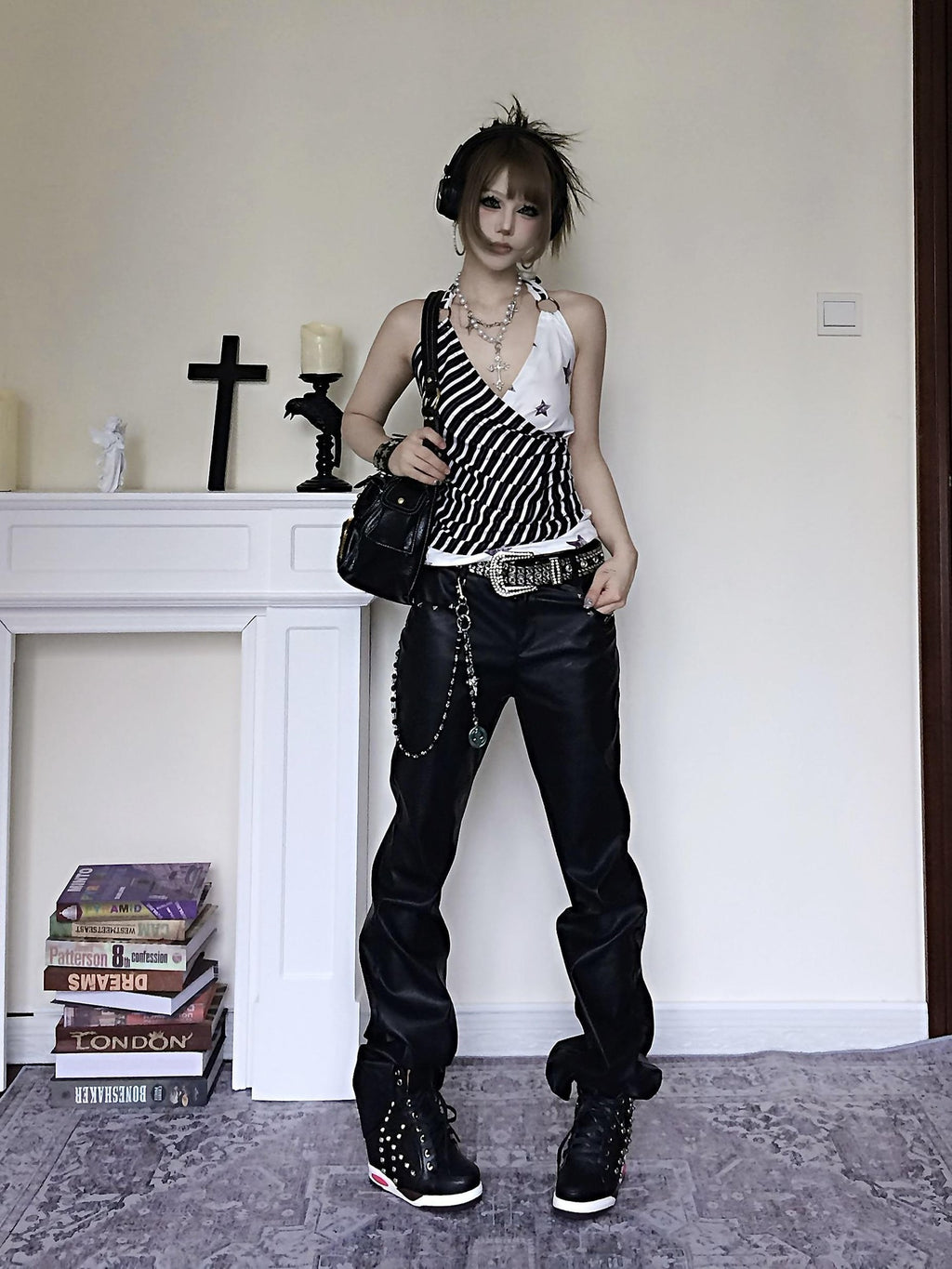 linzerooo Star Print Subculture Punk Rock Women's Polyester Camisoles