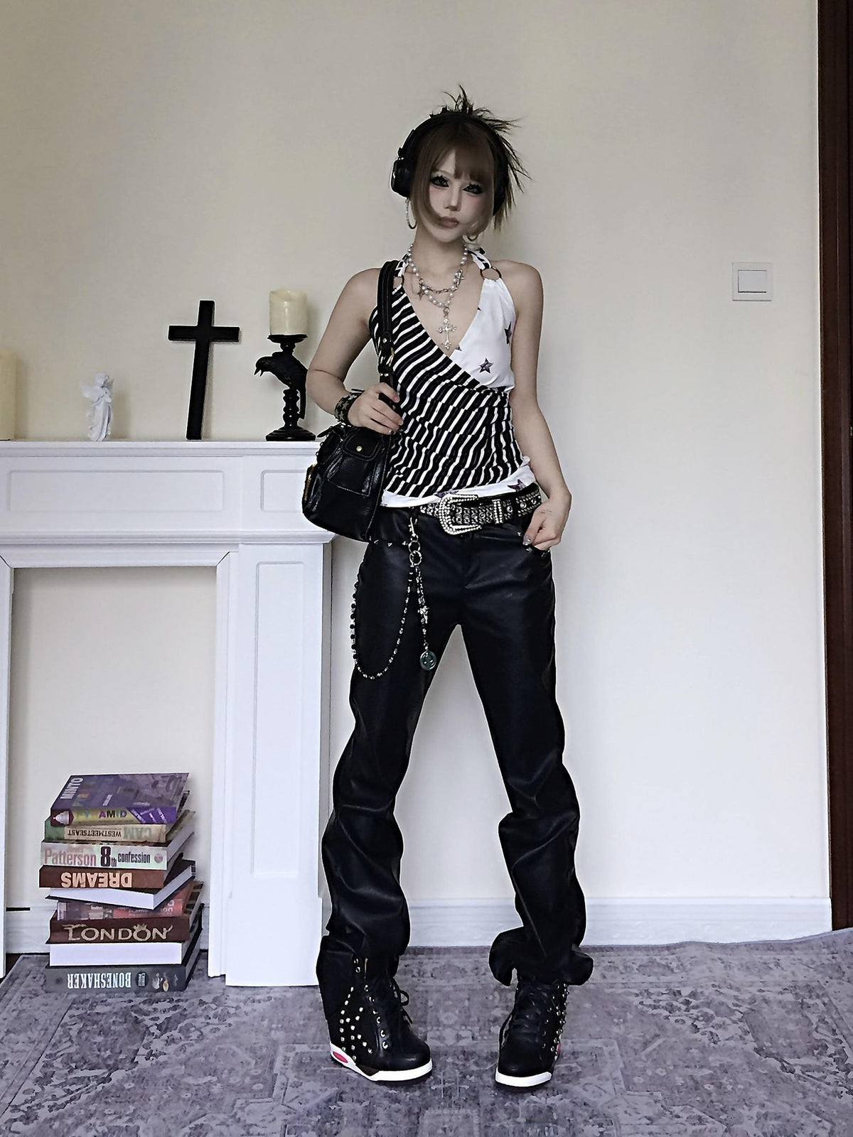linzerooo Star Print Subculture Punk Rock Women's Polyester Camisoles