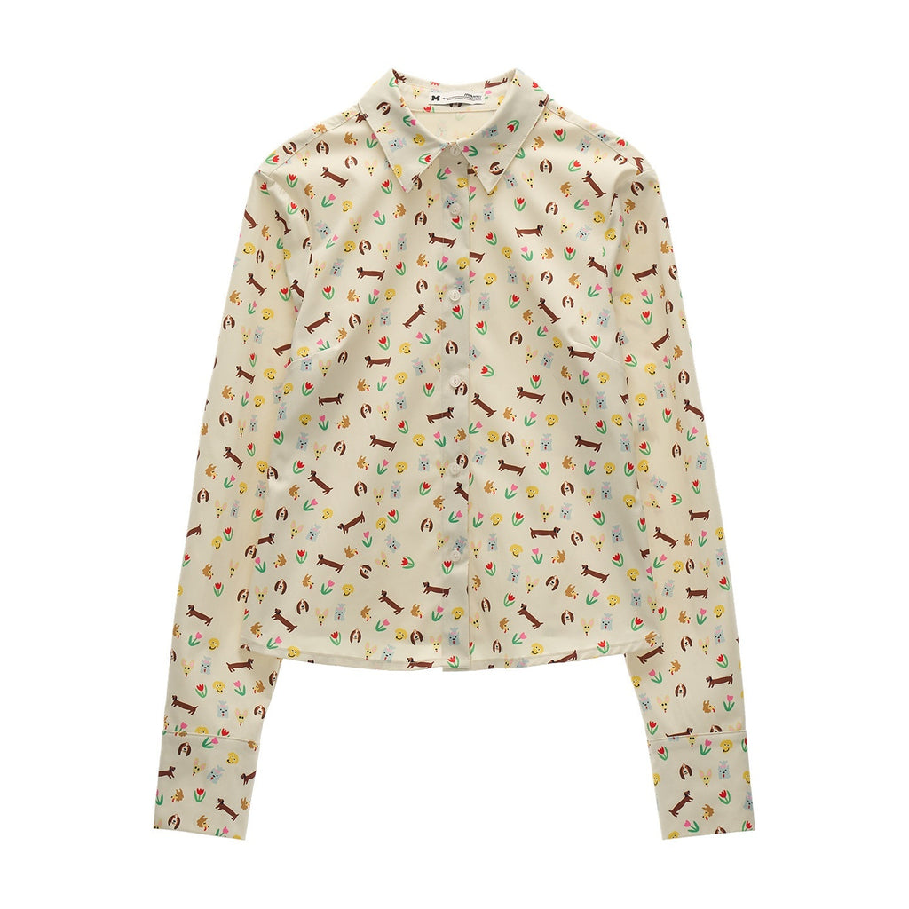 mamc_Allover_Dog_Print_Button_Front_Collared_Fitted_Women's_Polyester_Blouses_986868997799_MISSTT